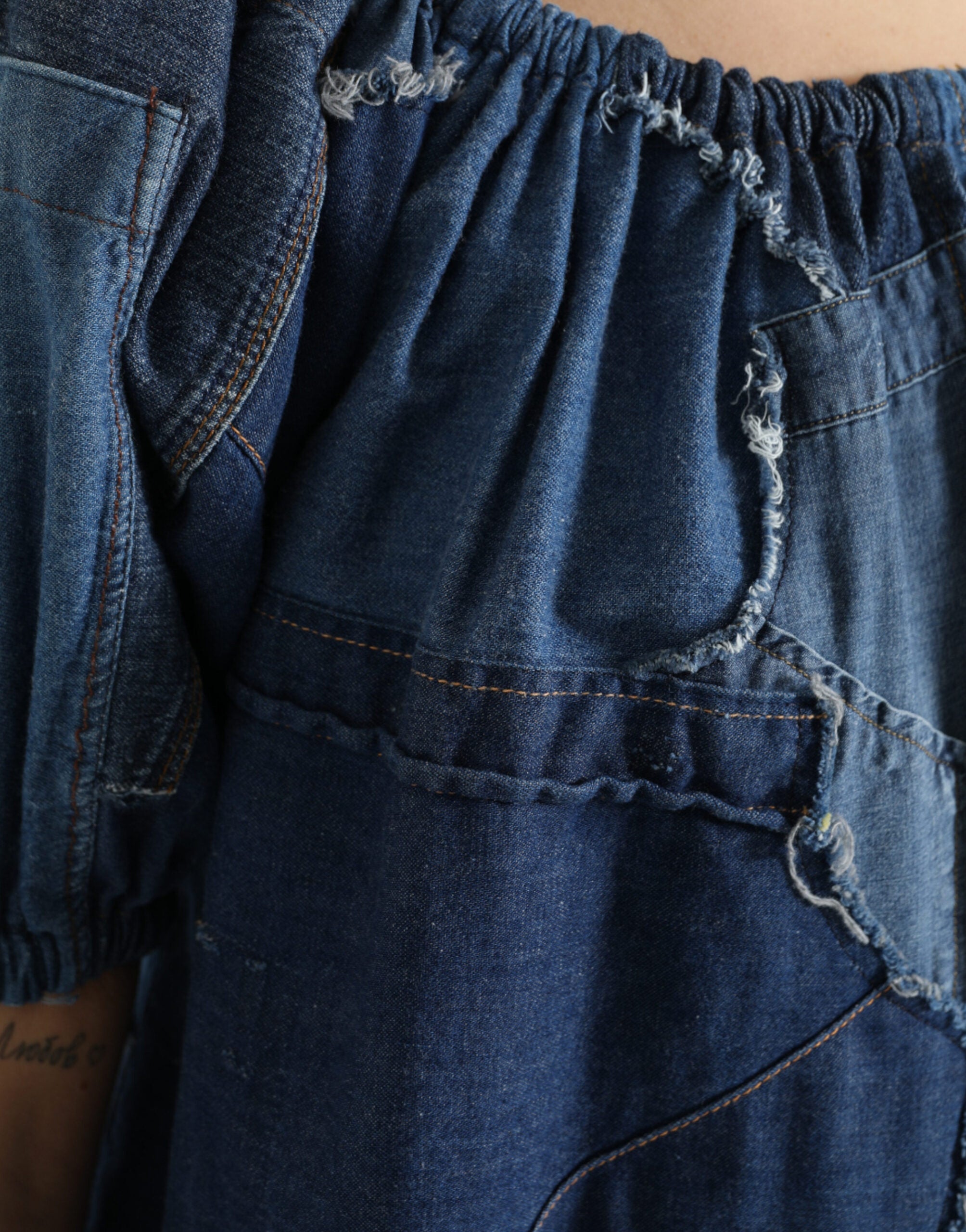 Dolce & Gabbana Blue Patchwork Short Sleeves Denim Blouse Top -   -  Dolce & Gabbana.