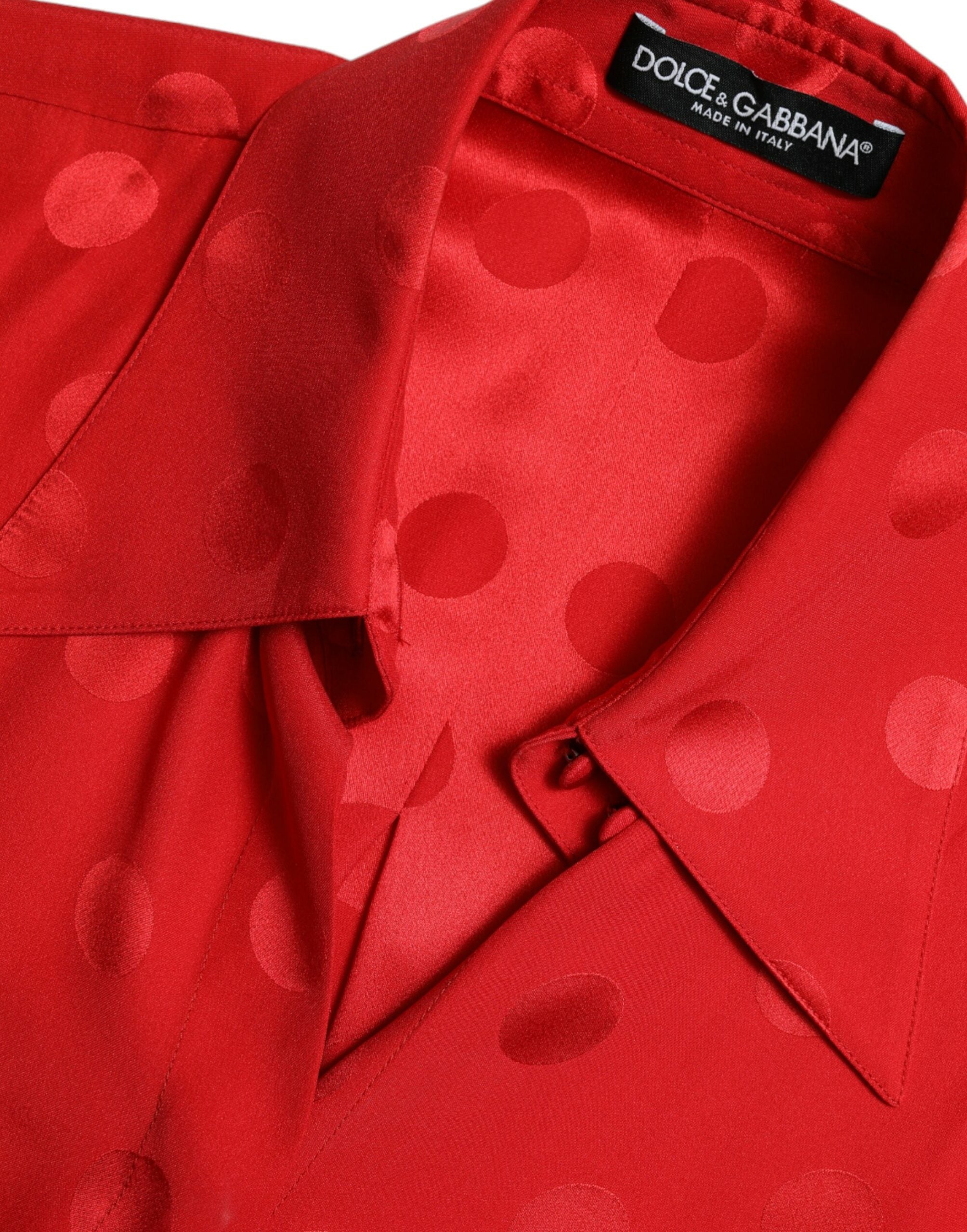 Dolce & Gabbana Red Polka Dot Sleeveless Collared Blouse Top -   -  Dolce & Gabbana.