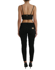 Dolce & Gabbana Brown Viscose Plunging V-neck Cropped Tank Top -   -  Dolce & Gabbana.