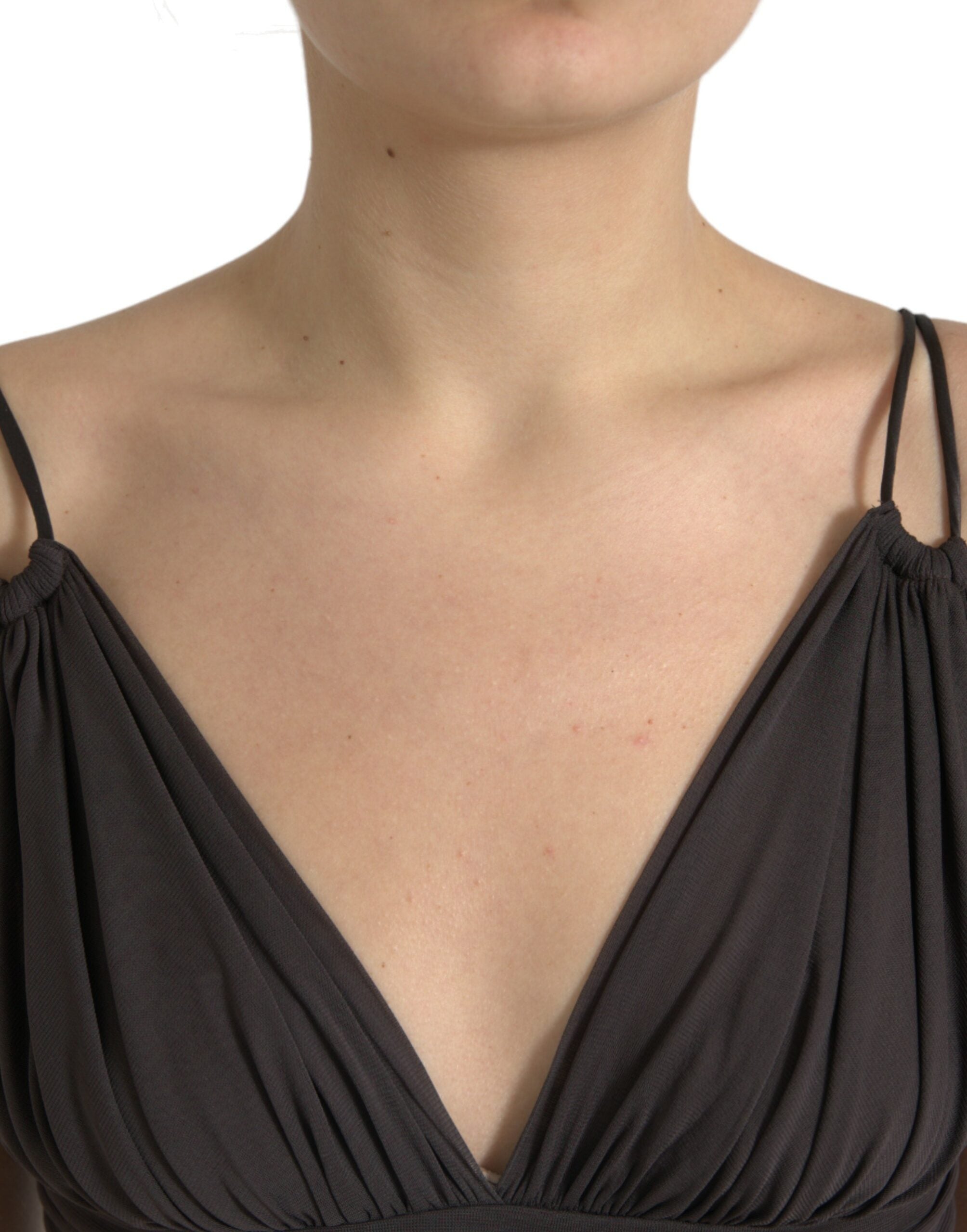 Dolce & Gabbana Brown Viscose Plunging V-neck Cropped Tank Top -   -  Dolce & Gabbana.
