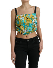 Dolce & Gabbana Multicolor Floral Sleeveless Cropped Top -   -  Dolce & Gabbana.