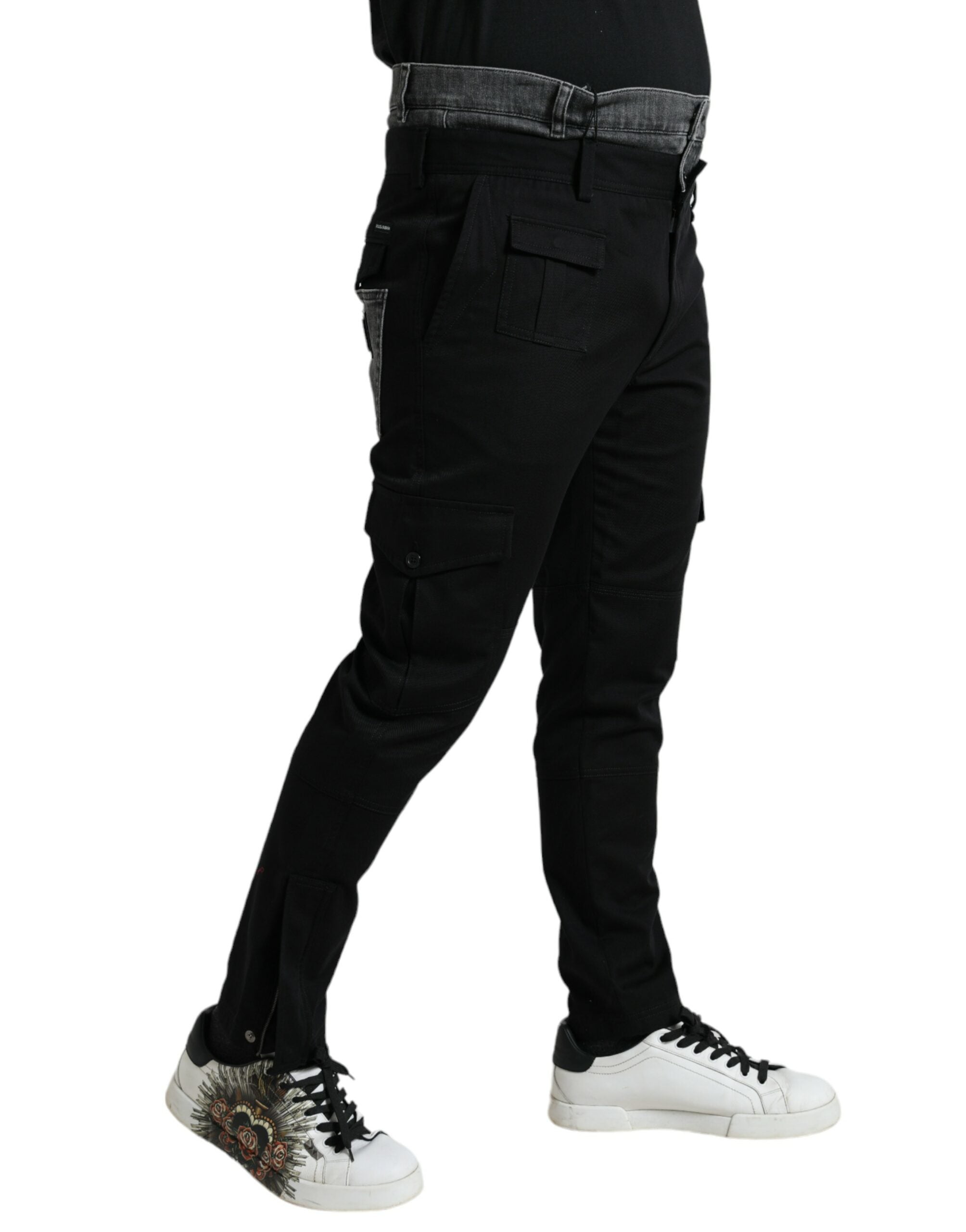 Dolce & Gabbana Black Gray Slim Cotton Denim Jeans Pants -   -  Dolce & Gabbana.