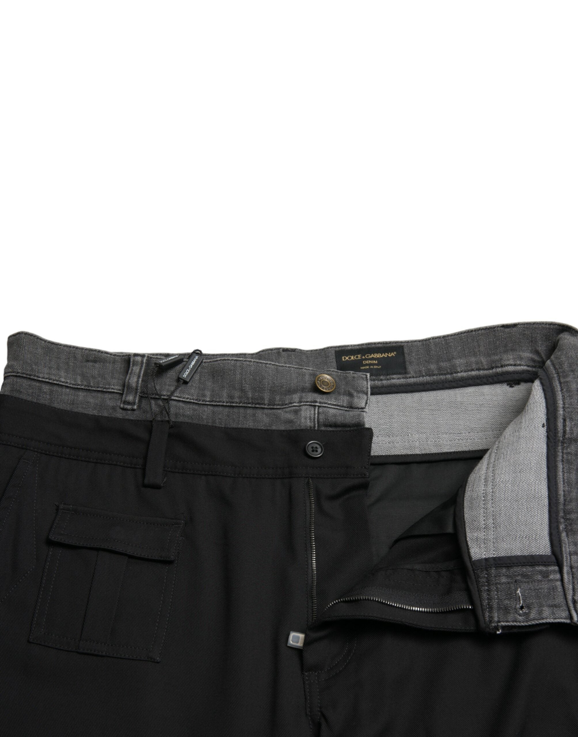 Dolce & Gabbana Black Gray Slim Cotton Denim Jeans Pants -   -  Dolce & Gabbana.