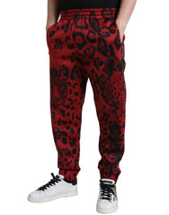 Dolce & Gabbana Red Black Leopard Stretch Jogger Pants -   -  Dolce & Gabbana.