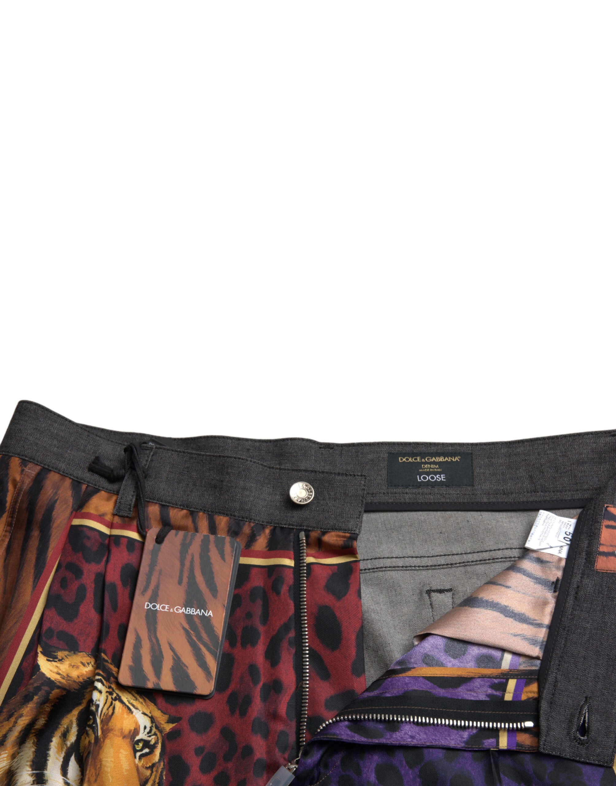 Dolce & Gabbana Multicolor Tiger Cotton Loose Denim Jeans -   -  Dolce & Gabbana.