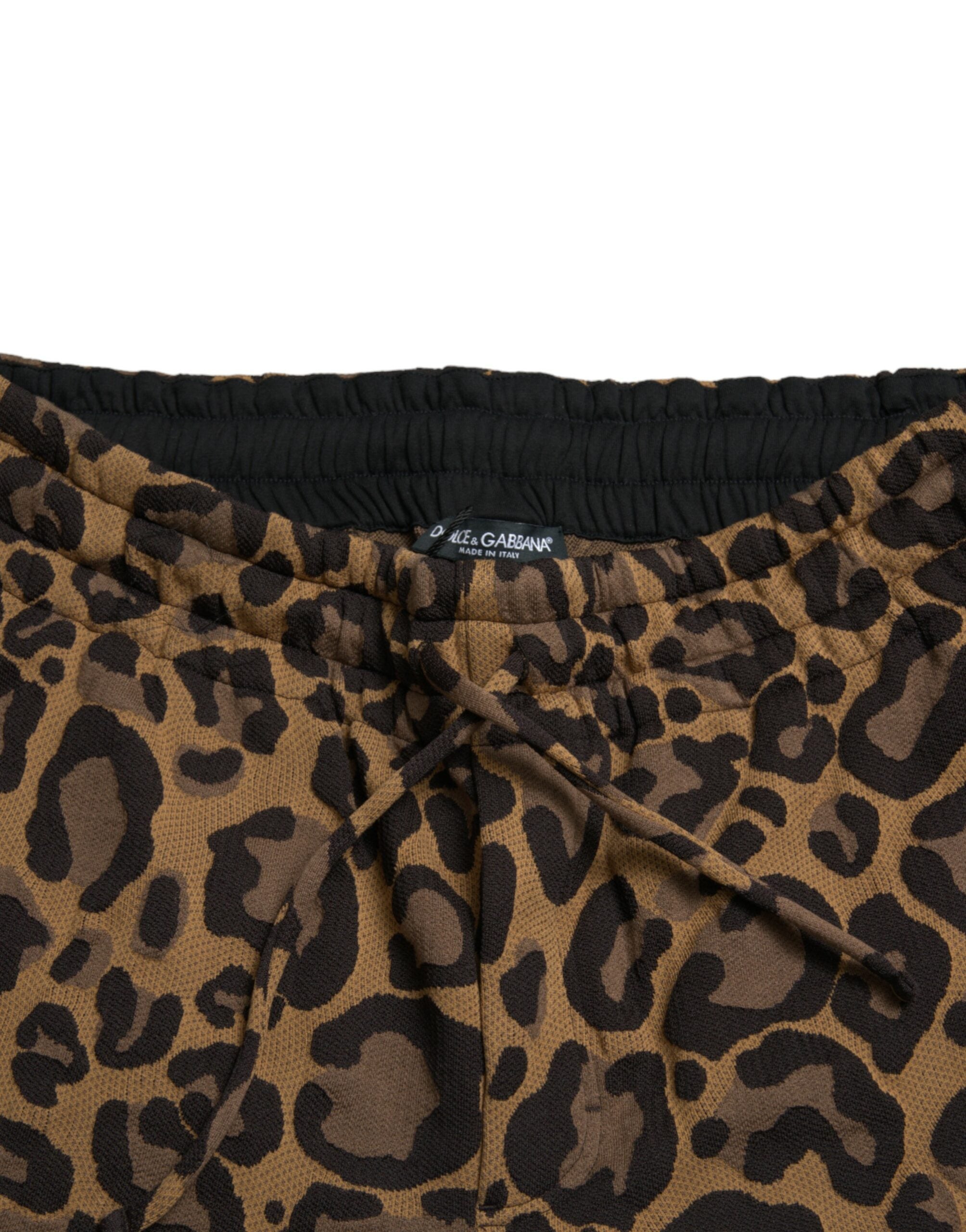 Dolce & Gabbana Brown Leopard Jacquard Jogger Pants -   -  Dolce & Gabbana.