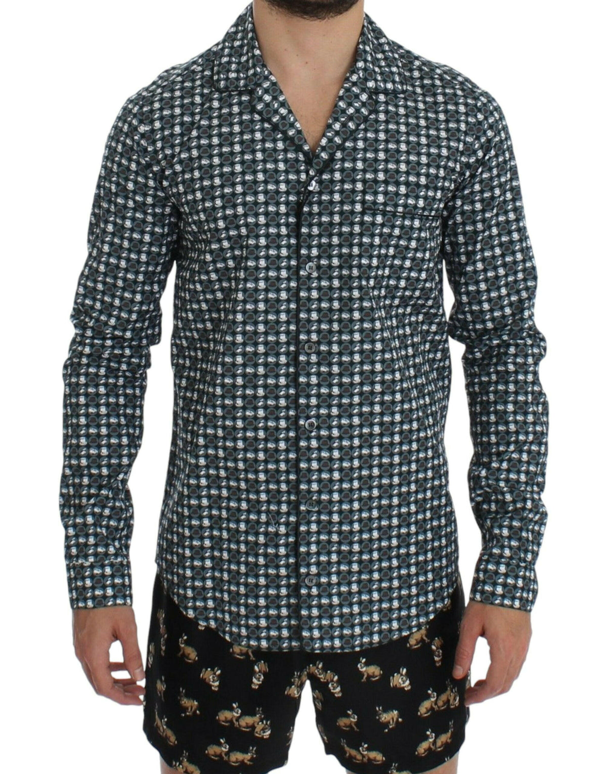 Dolce & Gabbana Green Hat Print Cotton Pajama Shirt Sleepwear -   -  Dolce & Gabbana.