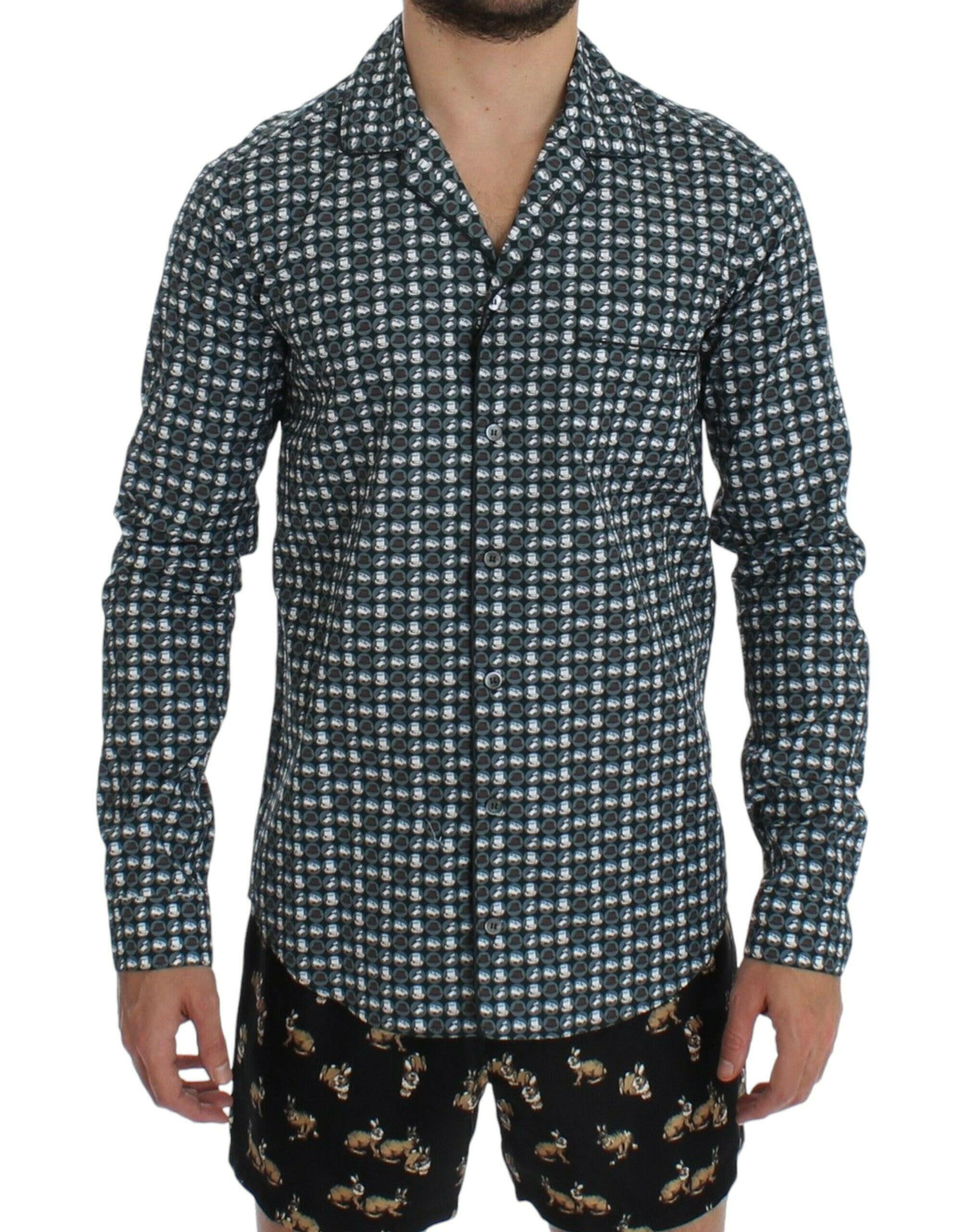 Dolce & Gabbana Green Hat Print Cotton Pajama Shirt Sleepwear -   -  Dolce & Gabbana.