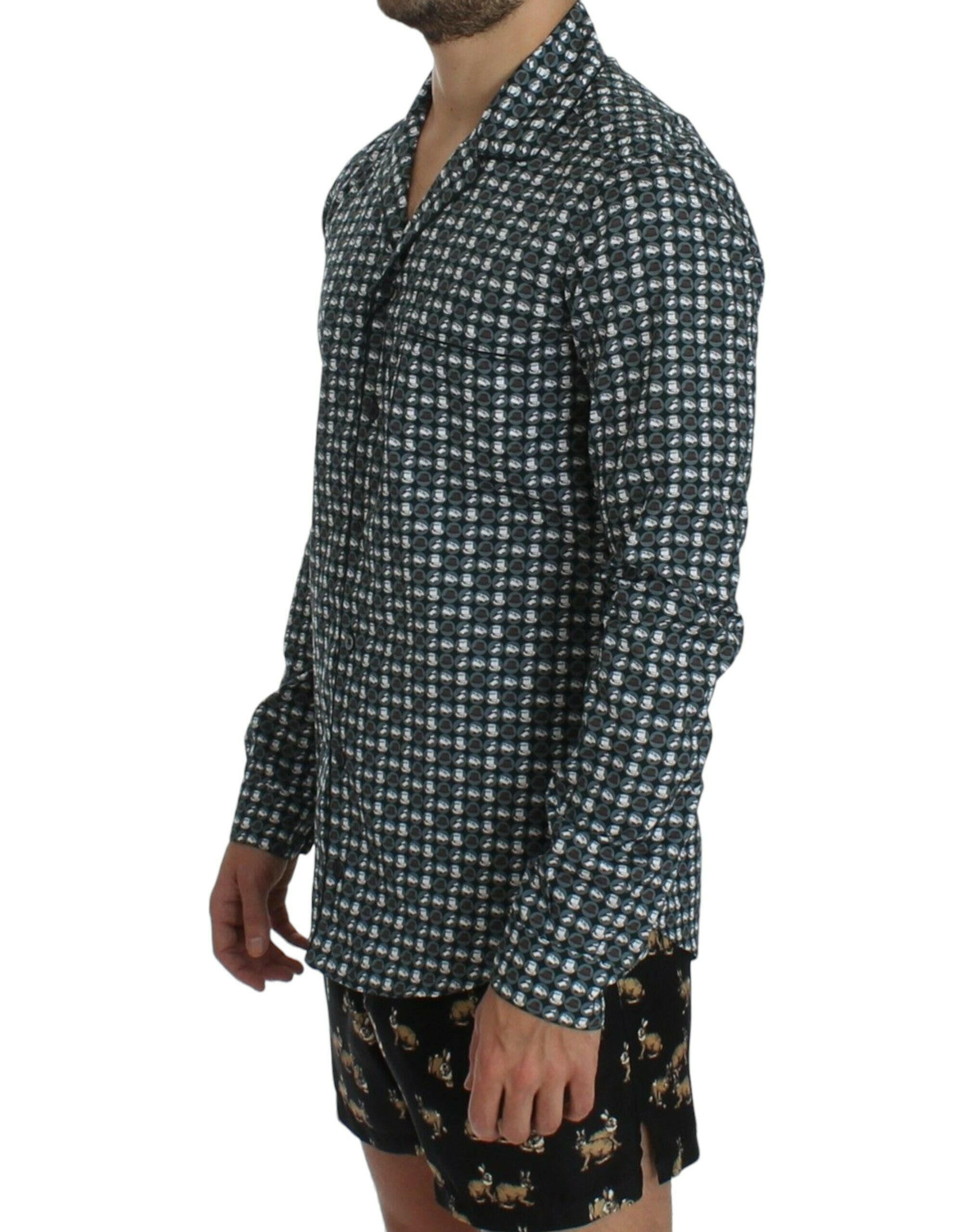 Dolce & Gabbana Green Hat Print Cotton Pajama Shirt Sleepwear -   -  Dolce & Gabbana.