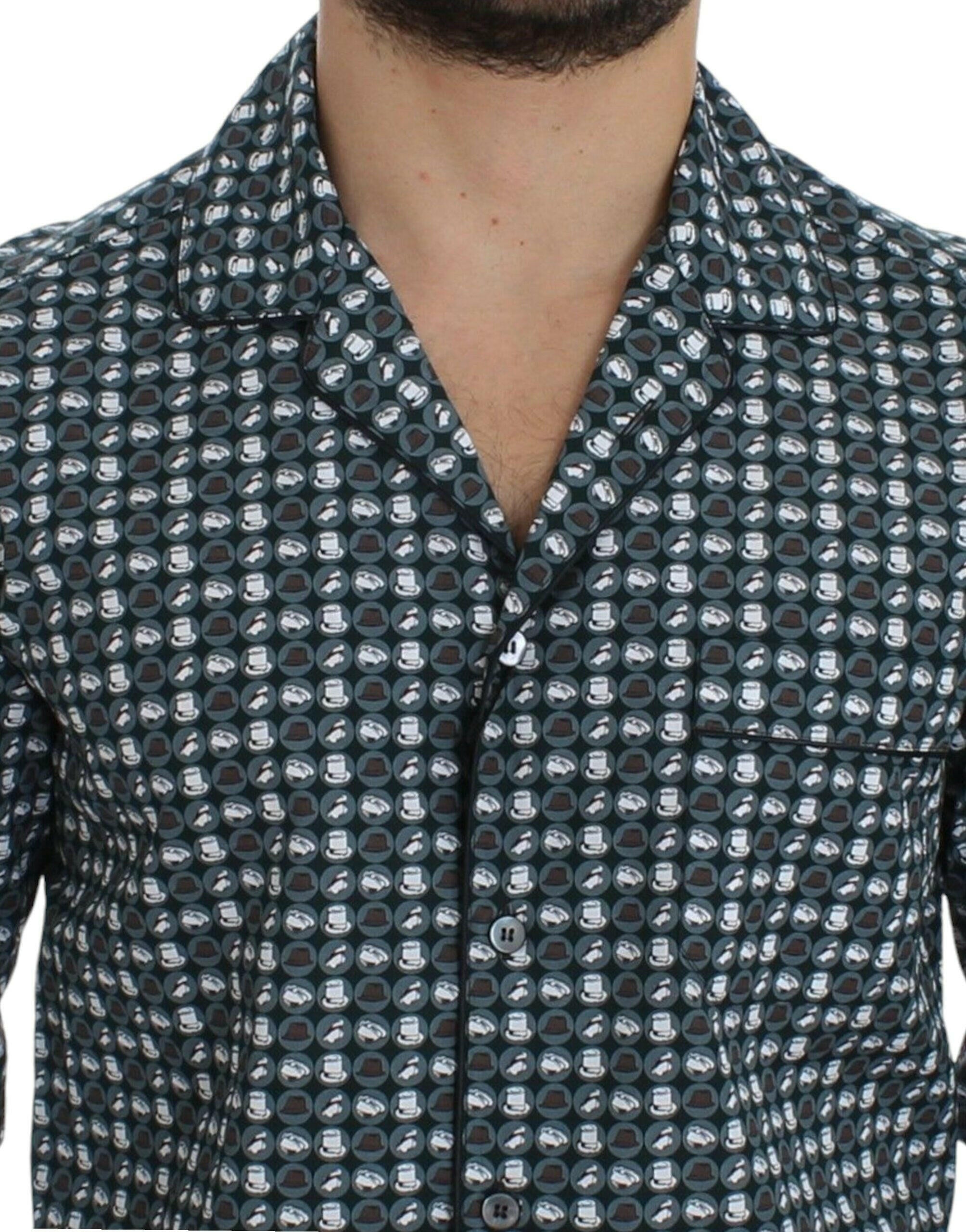 Dolce & Gabbana Green Hat Print Cotton Pajama Shirt Sleepwear -   -  Dolce & Gabbana.