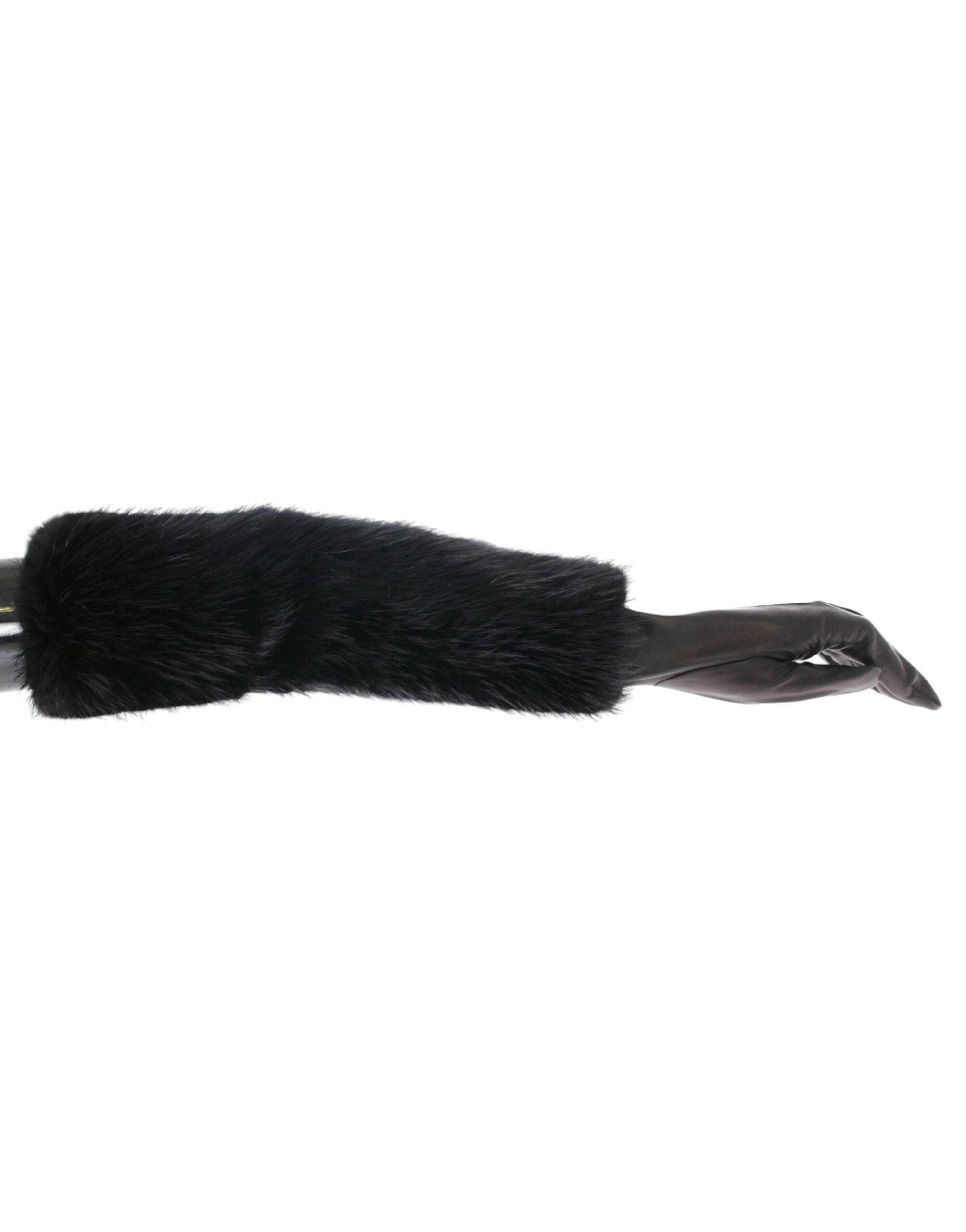 Dolce & Gabbana Black Beaver Fur Lambskin Leather Elbow Gloves -   -  Dolce & Gabbana.