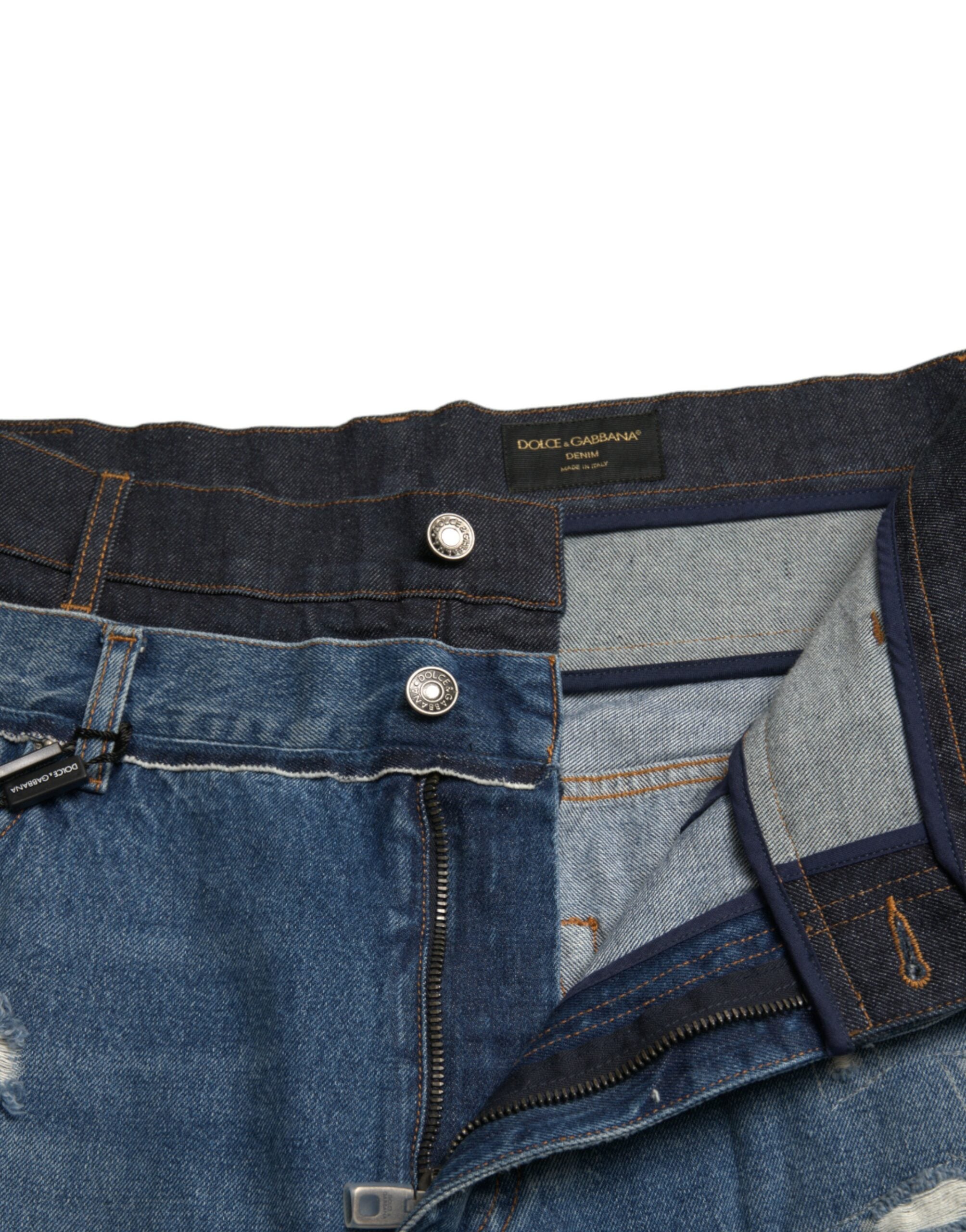 Dolce & Gabbana Blue Tattered Cotton Men Denim Jeans -   -  Dolce & Gabbana.