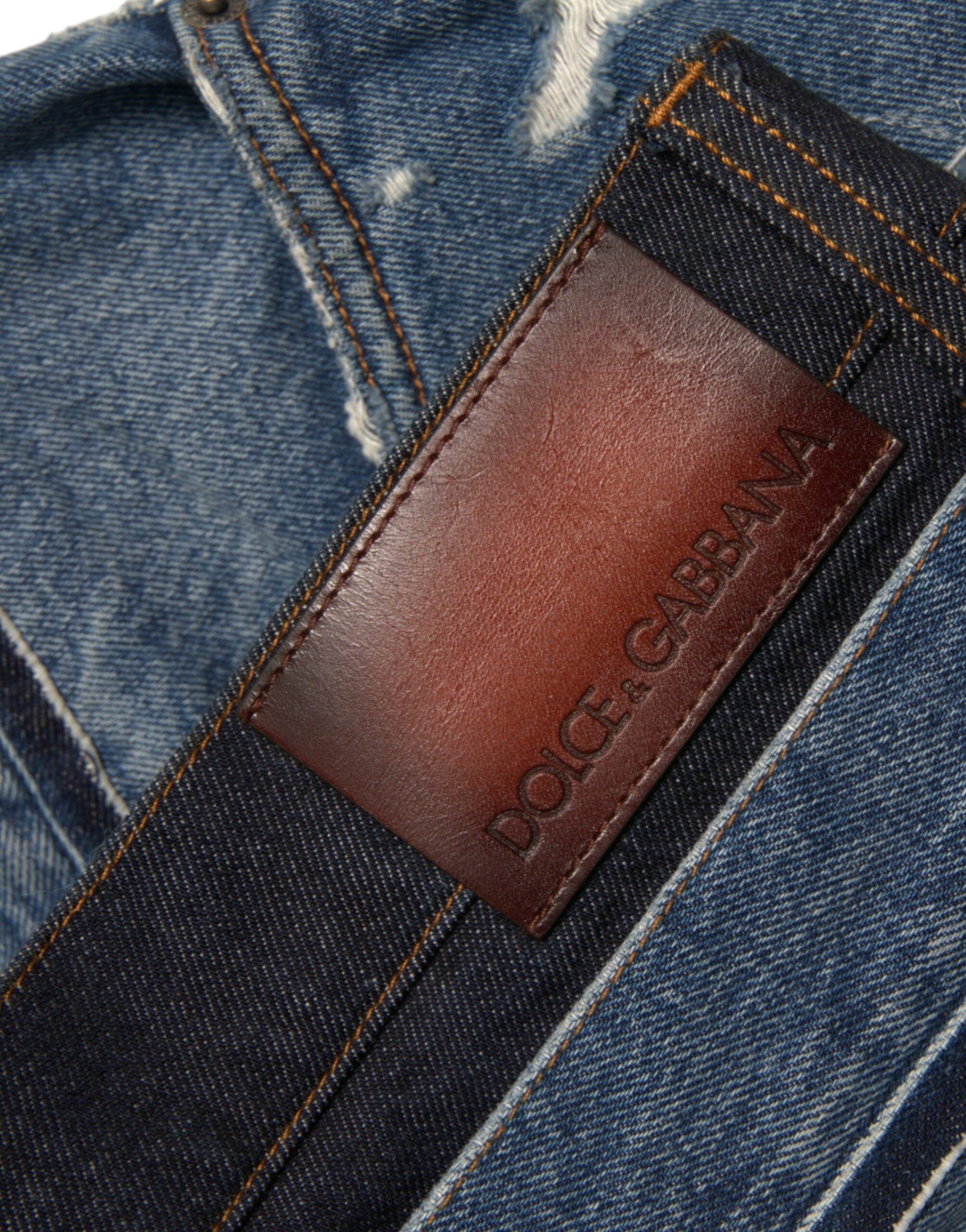 Dolce & Gabbana Blue Tattered Cotton Men Denim Jeans -   -  Dolce & Gabbana.