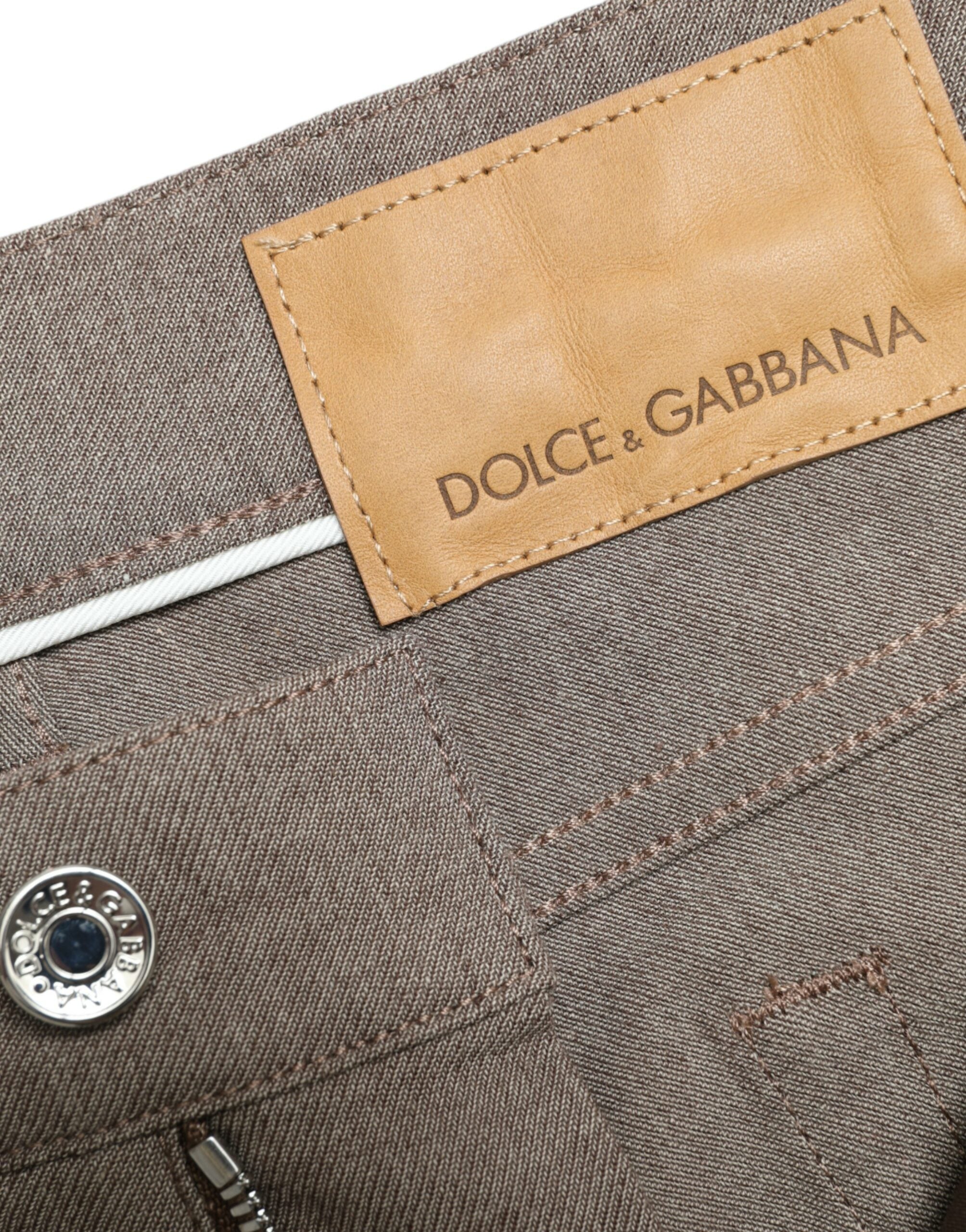 Dolce & Gabbana Brown Cotton Stretch Skinny Men Pants -   -  Dolce & Gabbana.