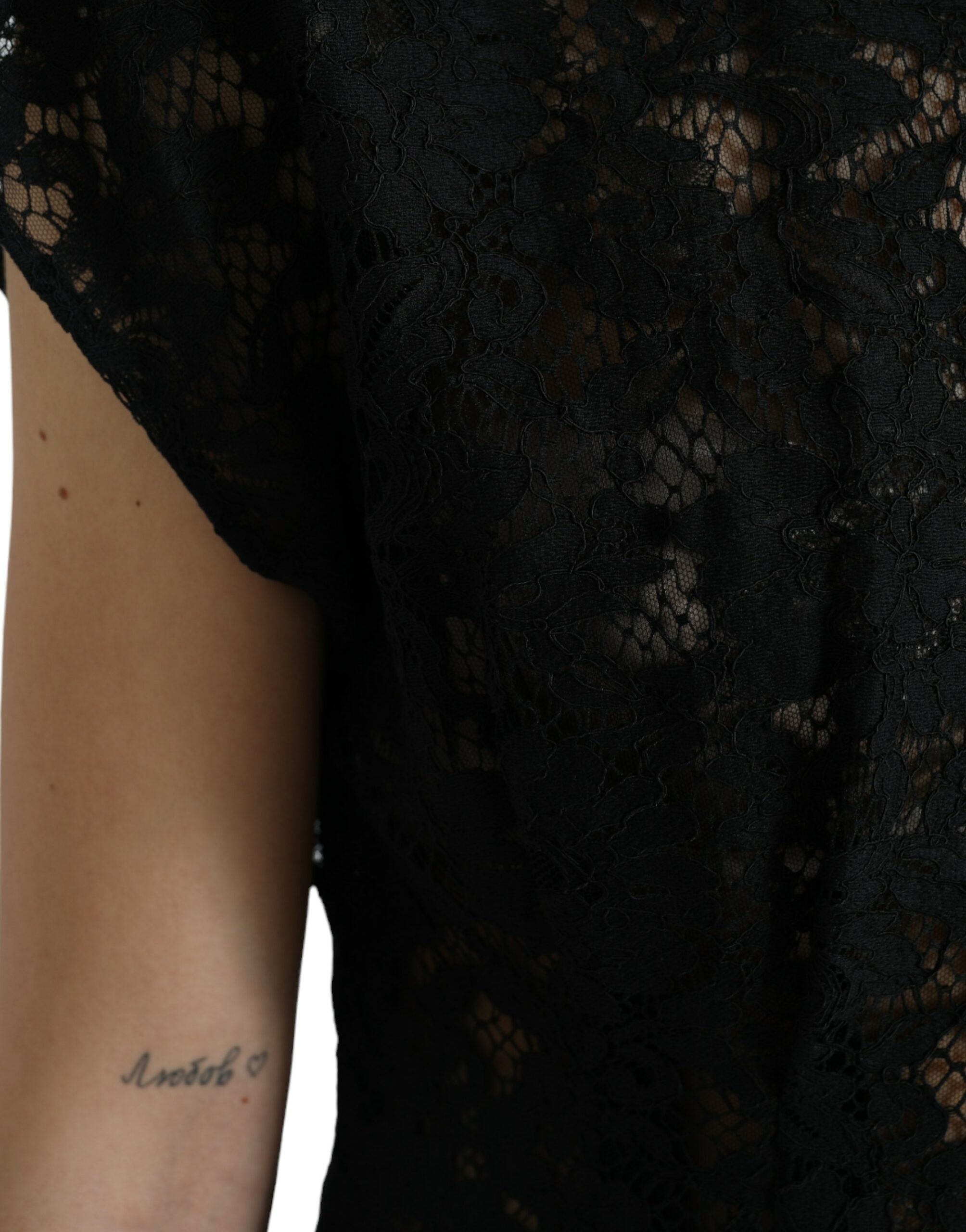 Dolce & Gabbana Black Floral Lace Cotton A-line Mini Dress -   -  Dolce & Gabbana.