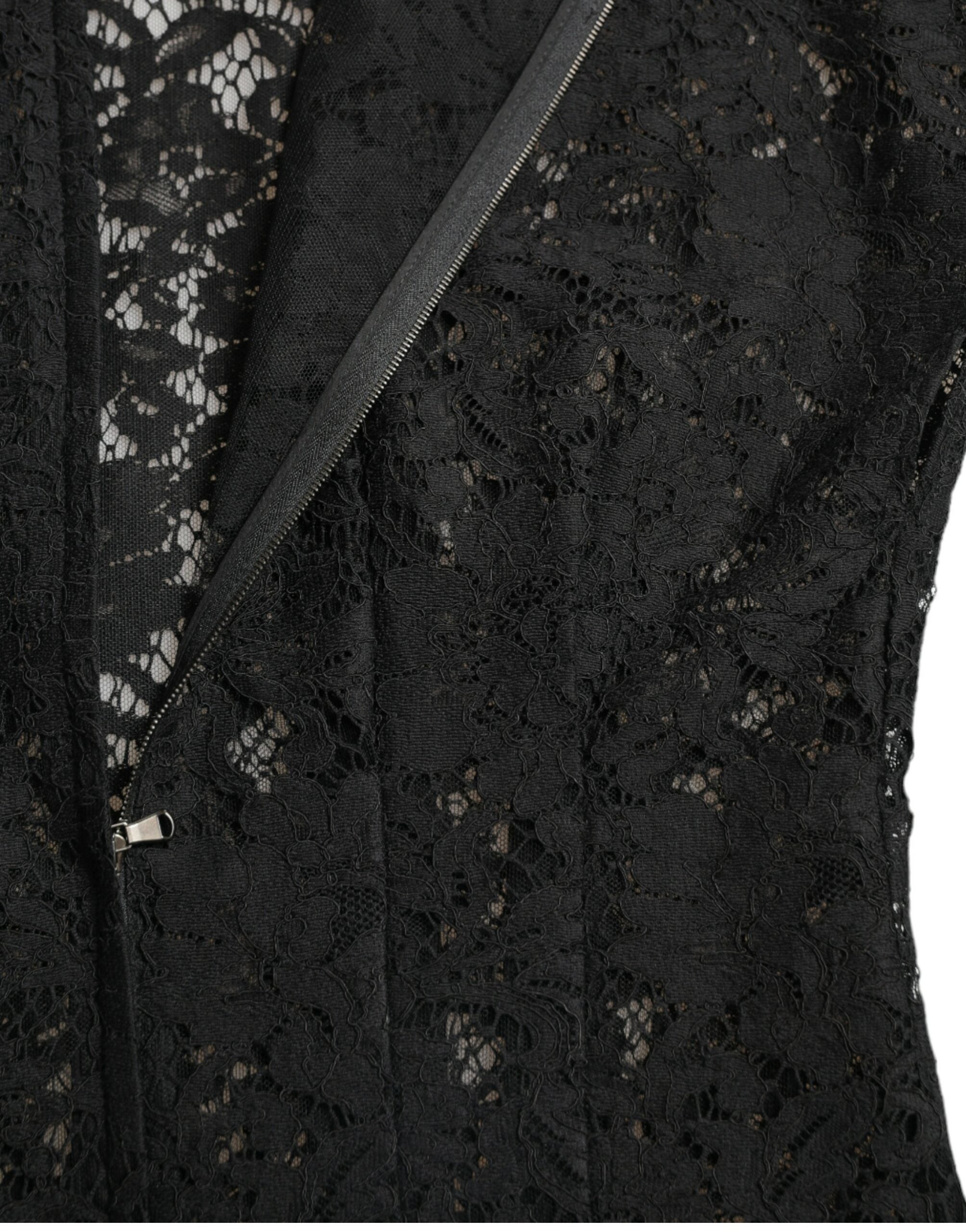 Dolce & Gabbana Black Floral Lace Cotton A-line Mini Dress -   -  Dolce & Gabbana.
