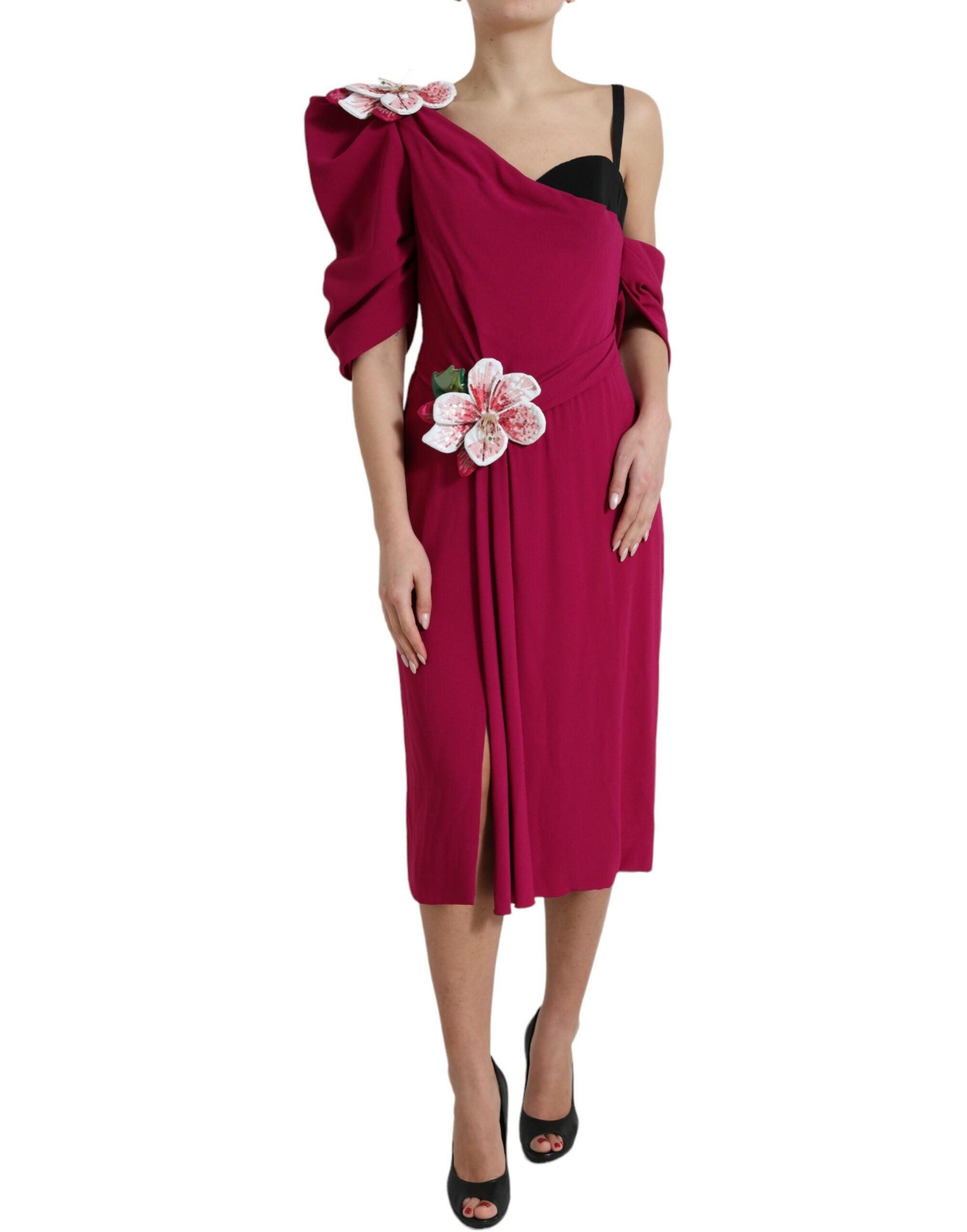 Dolce & Gabbana Purple Flower Embellished One Shoulder Dress -   -  Dolce & Gabbana.