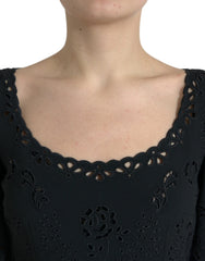 Dolce & Gabbana Black Floral Lace Viscose Bodycon Midi Dress -   -  Dolce & Gabbana.