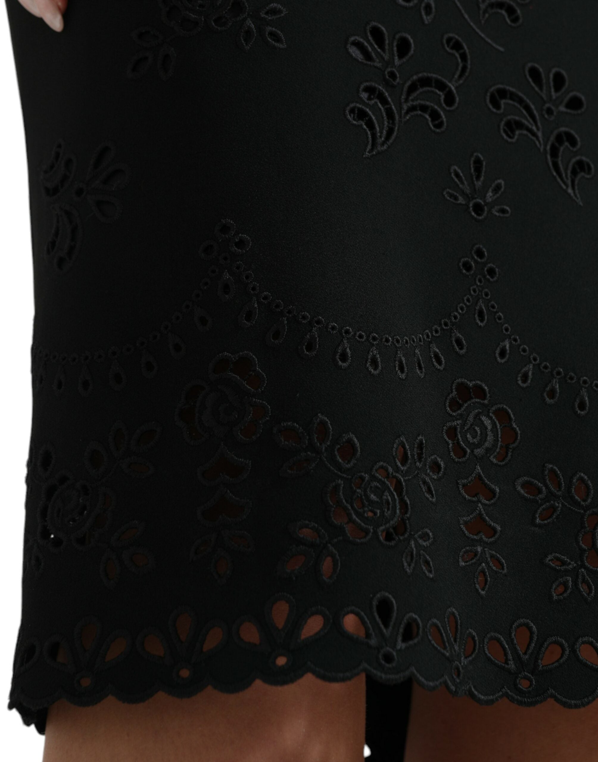 Dolce & Gabbana Black Floral Lace Viscose Bodycon Midi Dress -   -  Dolce & Gabbana.
