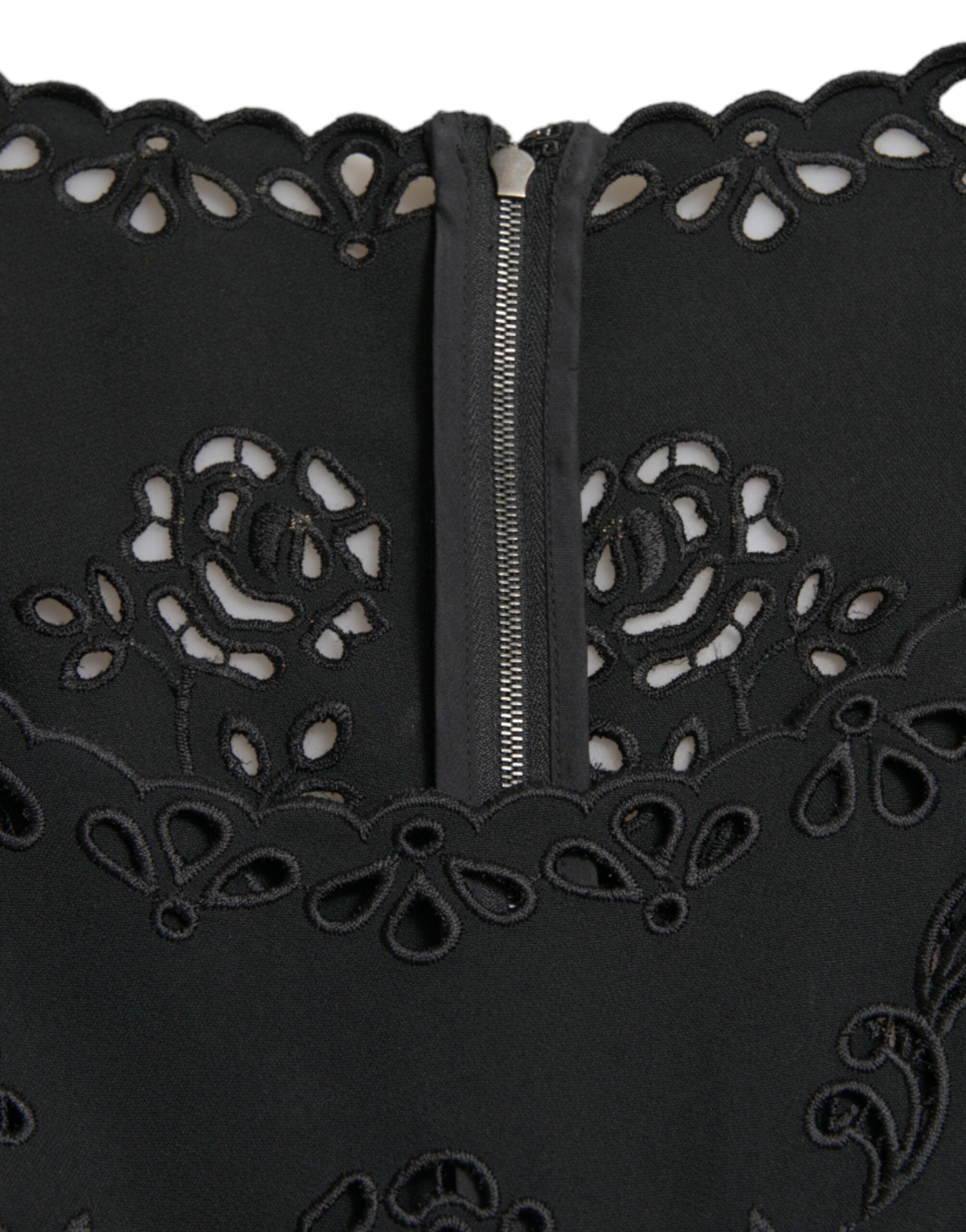 Dolce & Gabbana Black Floral Lace Viscose Bodycon Midi Dress -   -  Dolce & Gabbana.