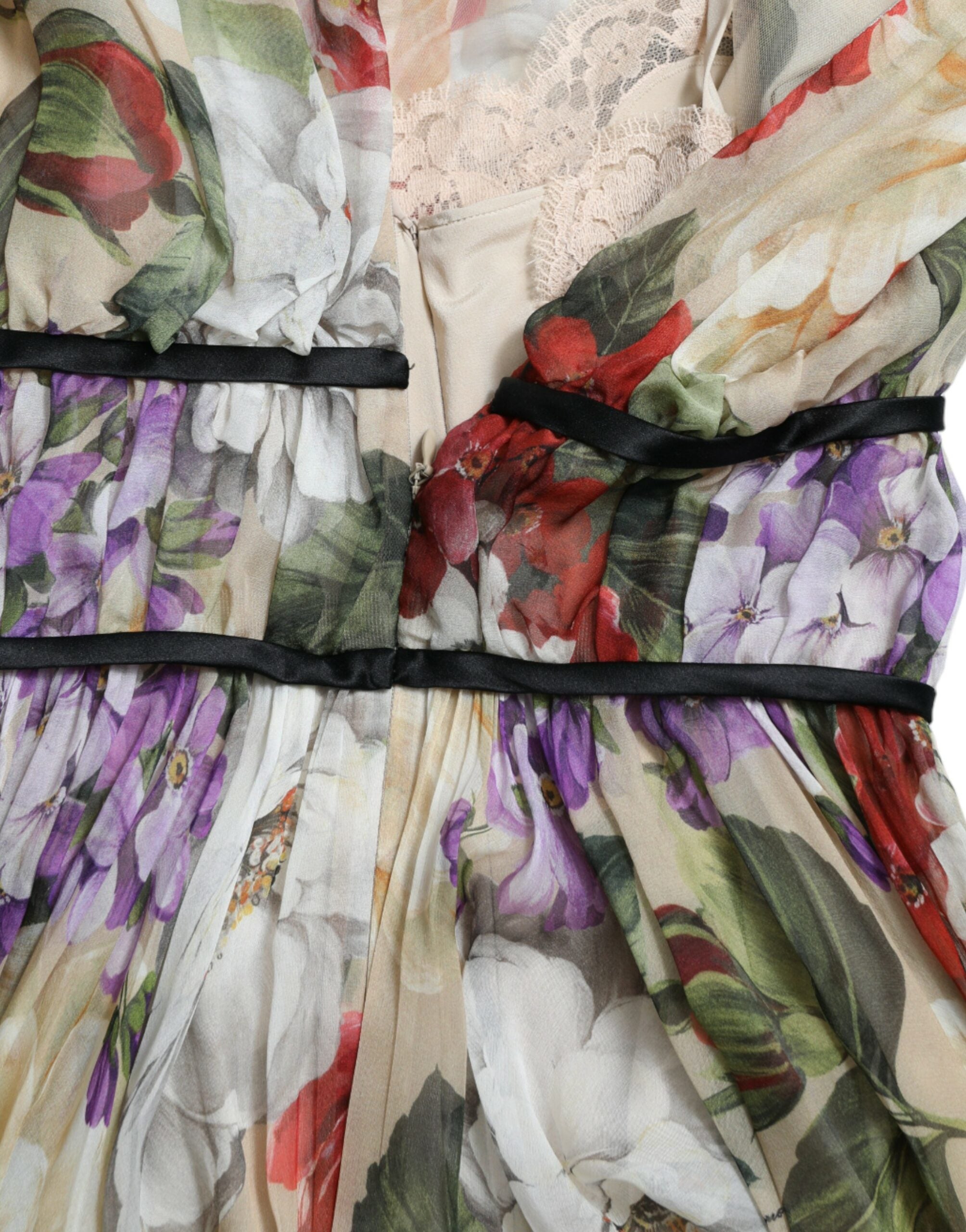 Dolce & Gabbana Beige Floral Sleeveless A-line Mini Dress -   -  Dolce & Gabbana.
