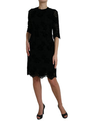 Dolce & Gabbana Black Floral Lace Cotton Bodycon Dress -   -  Dolce & Gabbana.