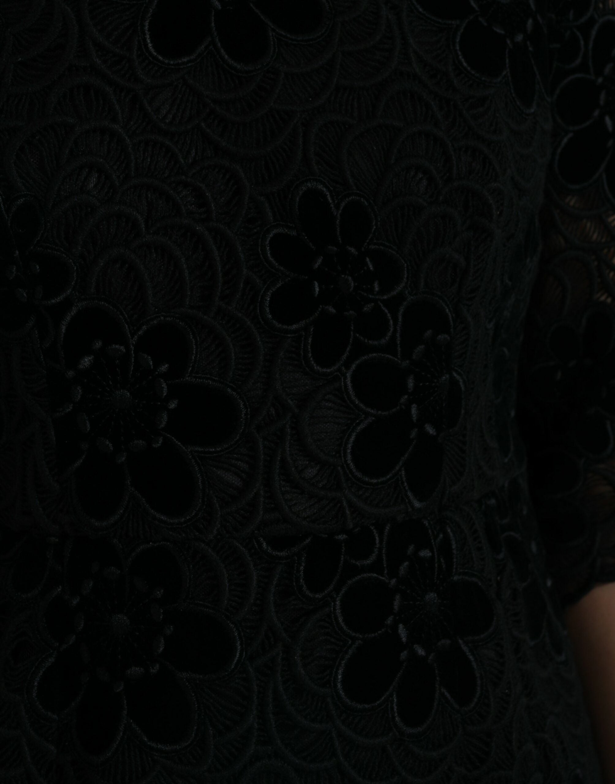 Dolce & Gabbana Black Floral Lace Cotton Bodycon Dress -   -  Dolce & Gabbana.