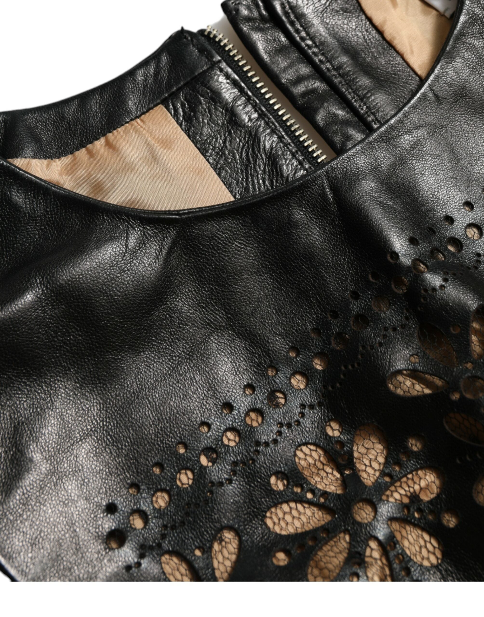 Valentino Shiny Black Nylon Cut Out A-line Mini Dress -   -  Valentino.