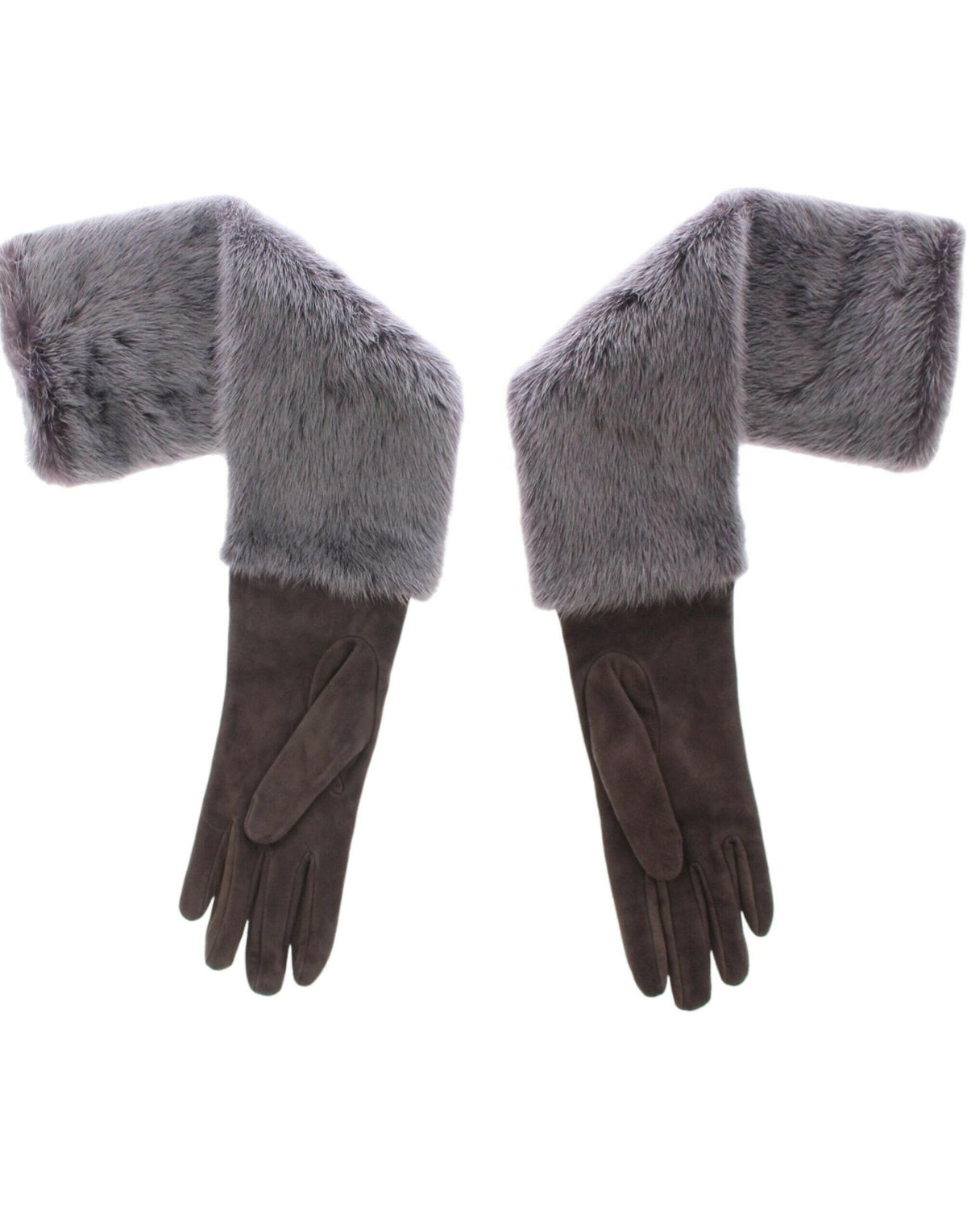 Dolce & Gabbana Gray Mink Fur Lambskin Suede Leather Gloves -   -  Dolce & Gabbana.