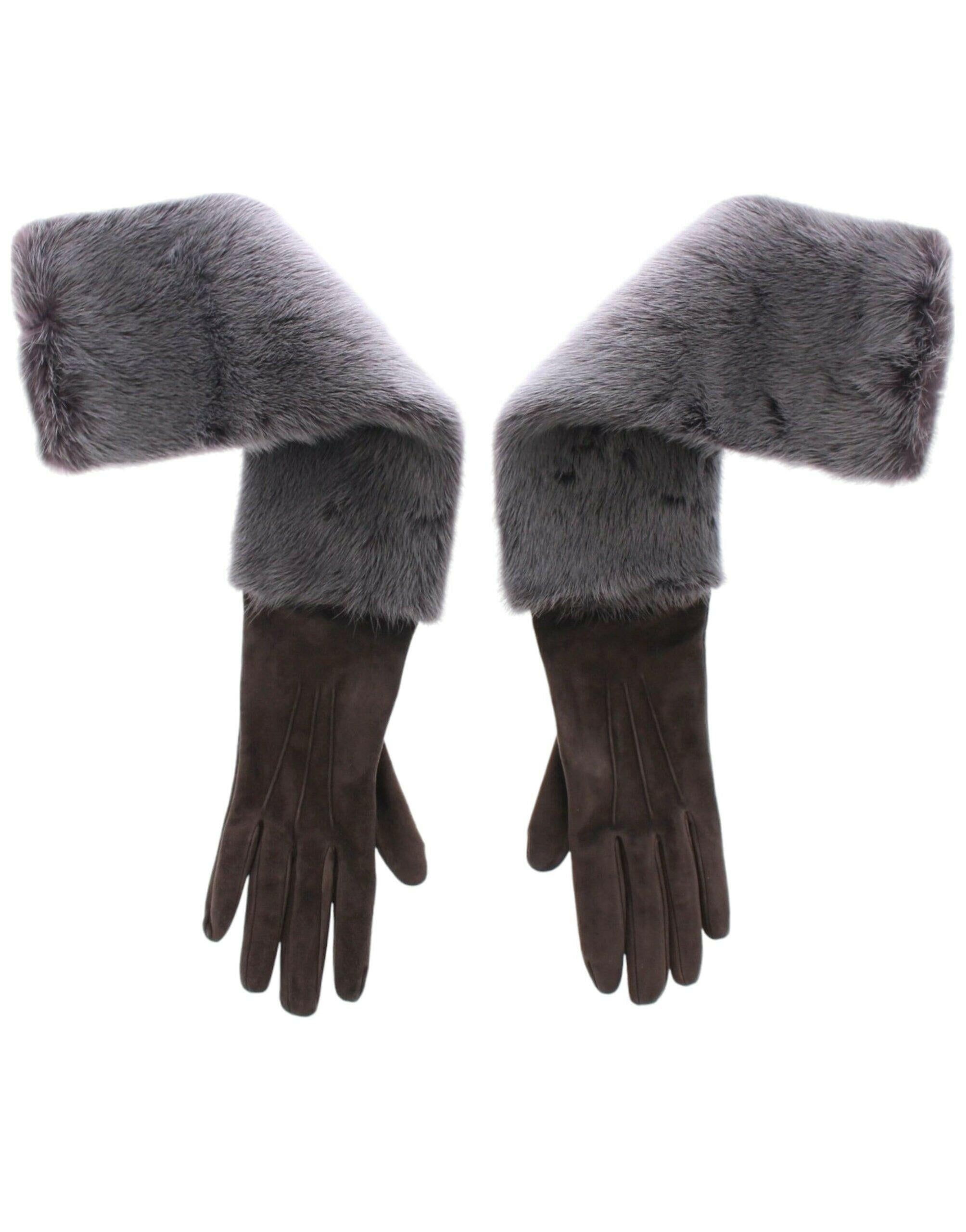 Dolce & Gabbana Gray Mink Fur Lambskin Suede Leather Gloves -   -  Dolce & Gabbana.