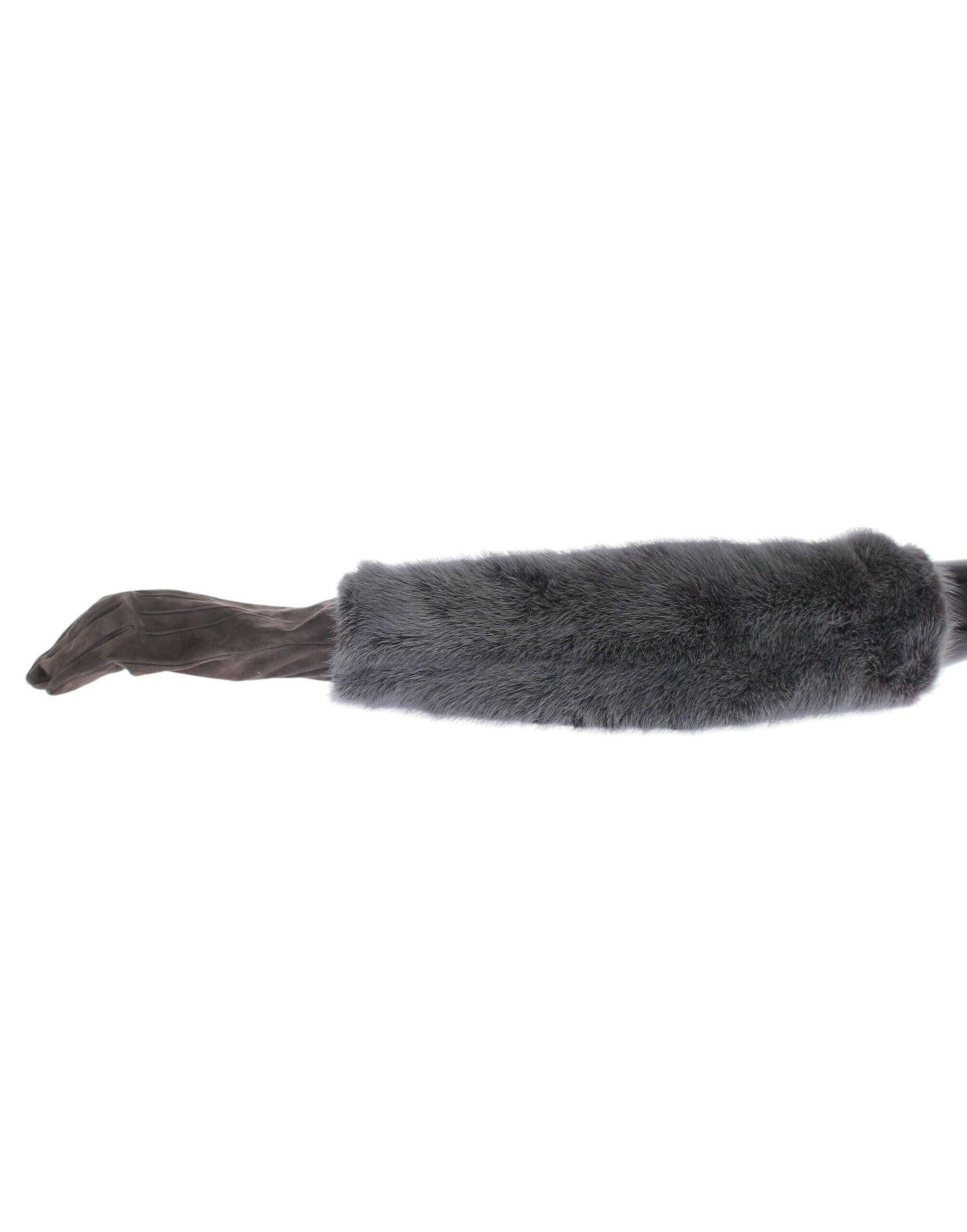 Dolce & Gabbana Gray Mink Fur Lambskin Suede Leather Gloves -   -  Dolce & Gabbana.