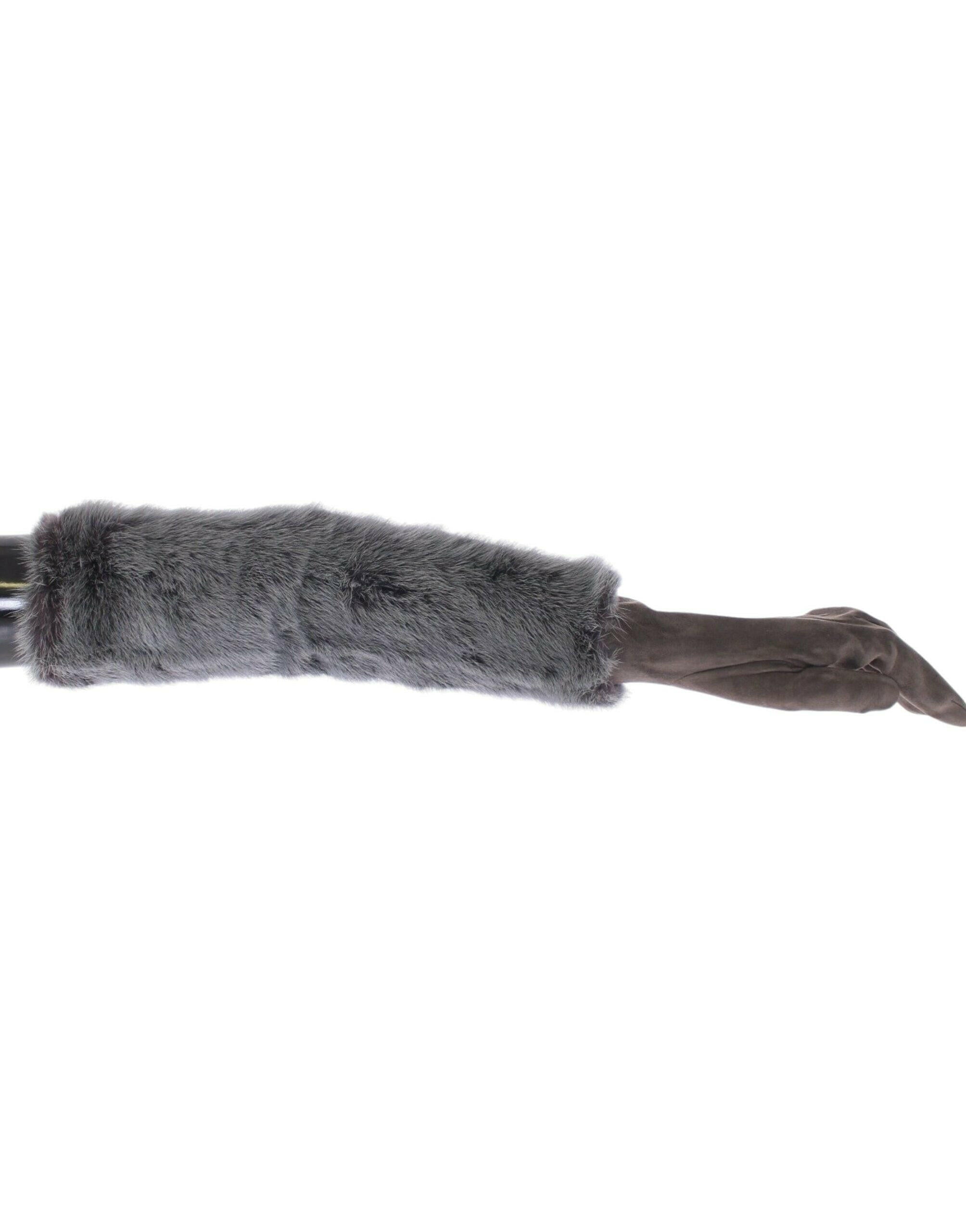Dolce & Gabbana Gray Mink Fur Lambskin Suede Leather Gloves -   -  Dolce & Gabbana.