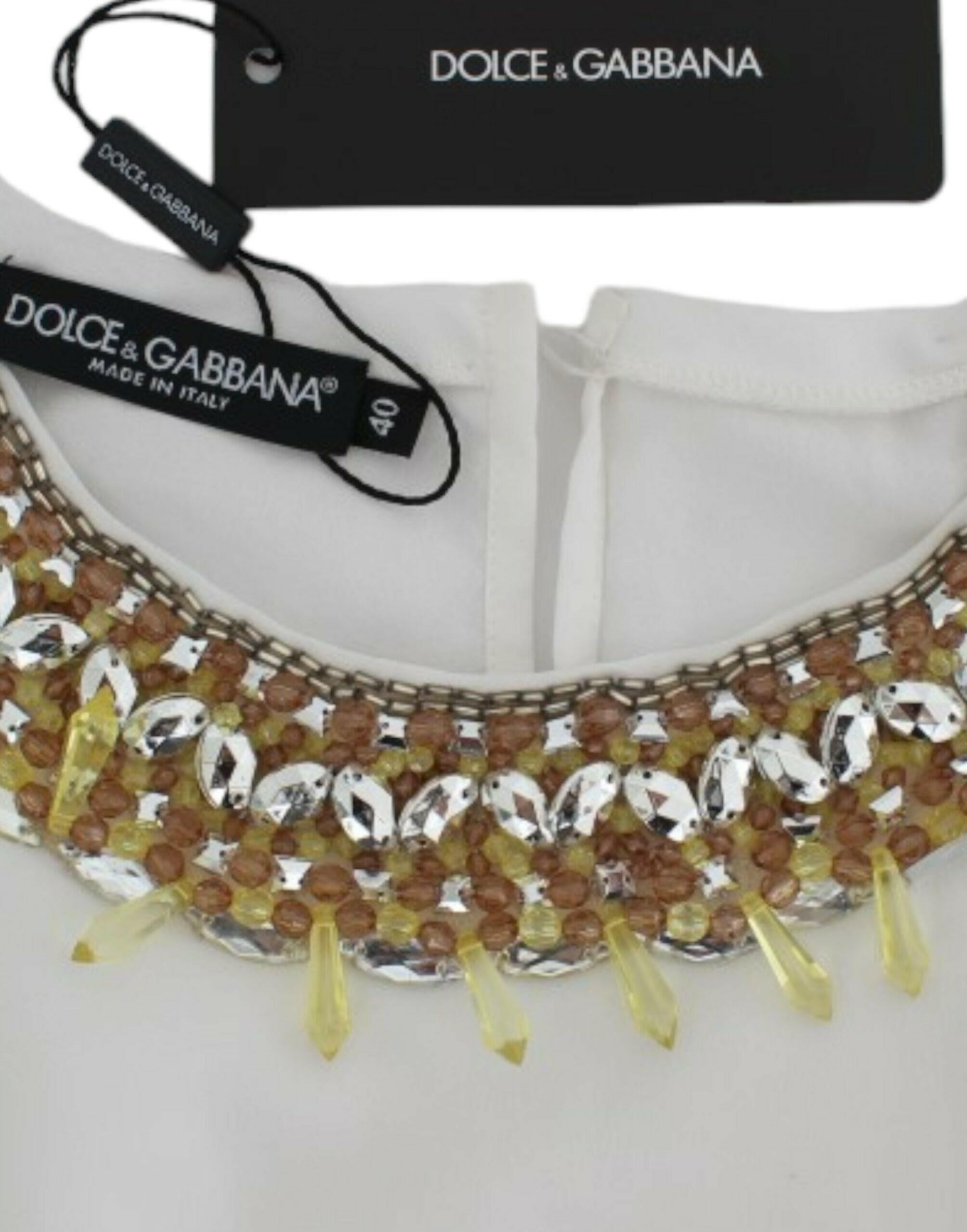 Dolce & Gabbana White crystal embellished tank top -   -  Dolce & Gabbana.