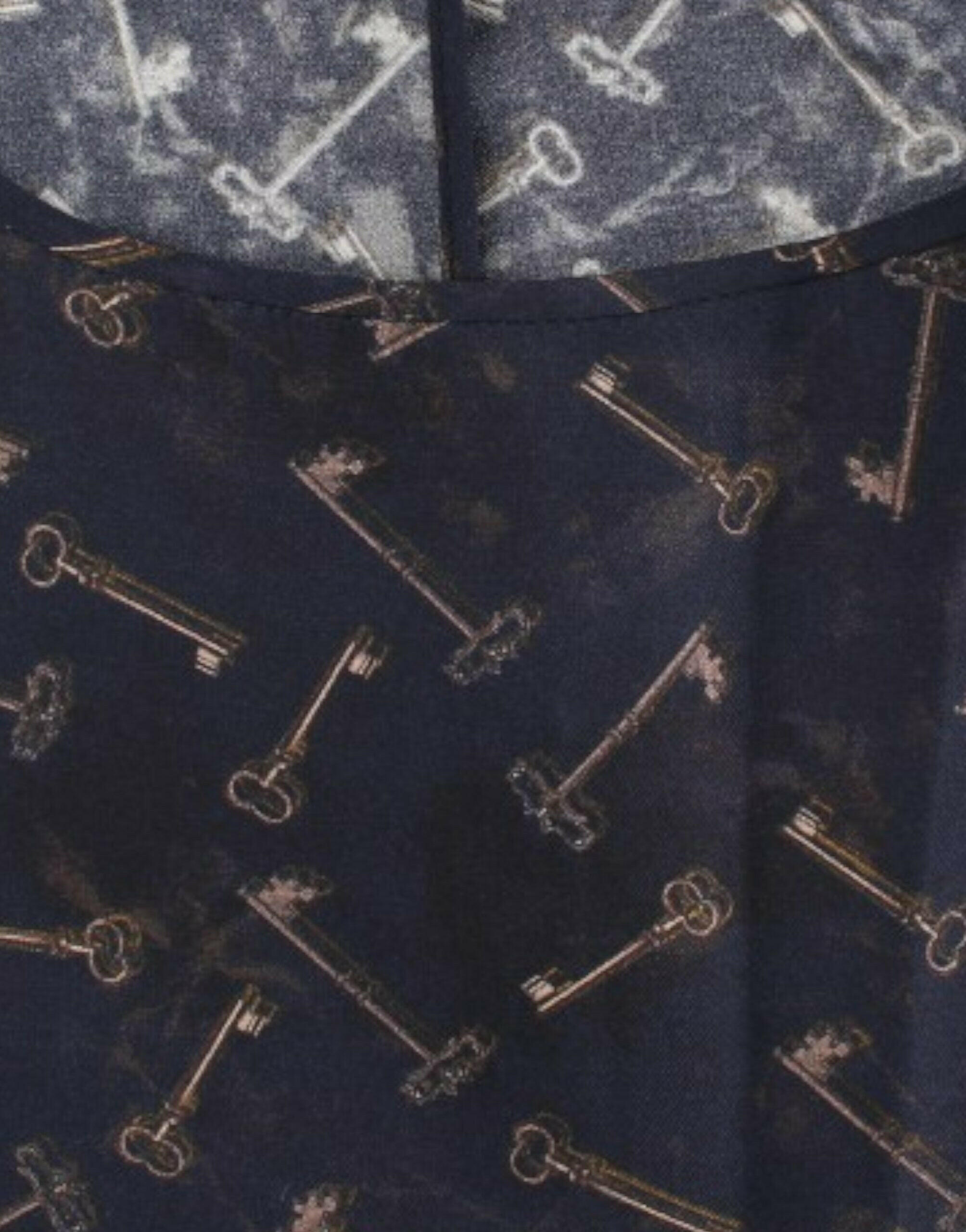 Dolce & Gabbana Blue gold key print silk blouse -   -  Dolce & Gabbana.