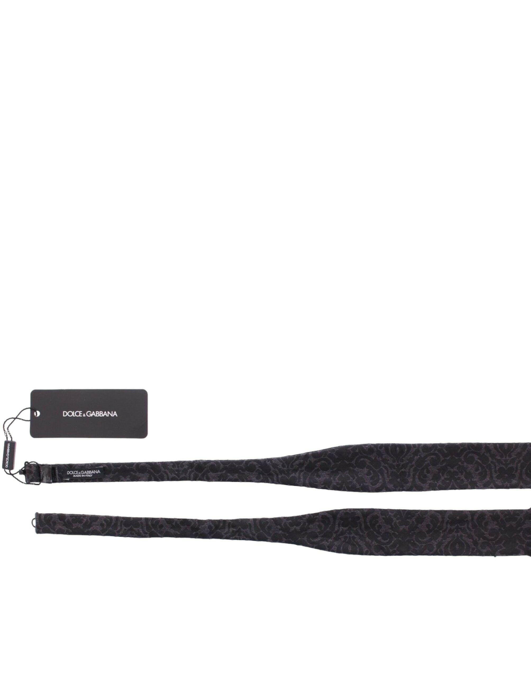 Dolce & Gabbana Gray Black Wool Silk Bow Tie -  Neckties, Men -  Dolce & Gabbana.