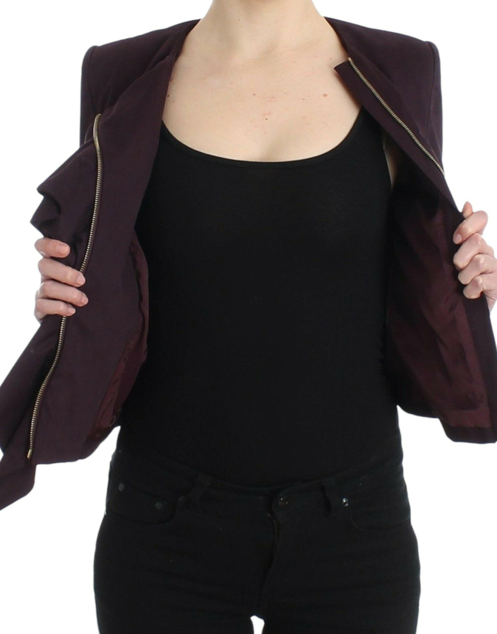 GF Ferre Purple Ruched Jacket Coat Blazer Short -   -  GF Ferre.