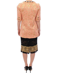 Dolce & Gabbana Pink Silk Brocade Crystal Jacket Coat -   -  Dolce & Gabbana.