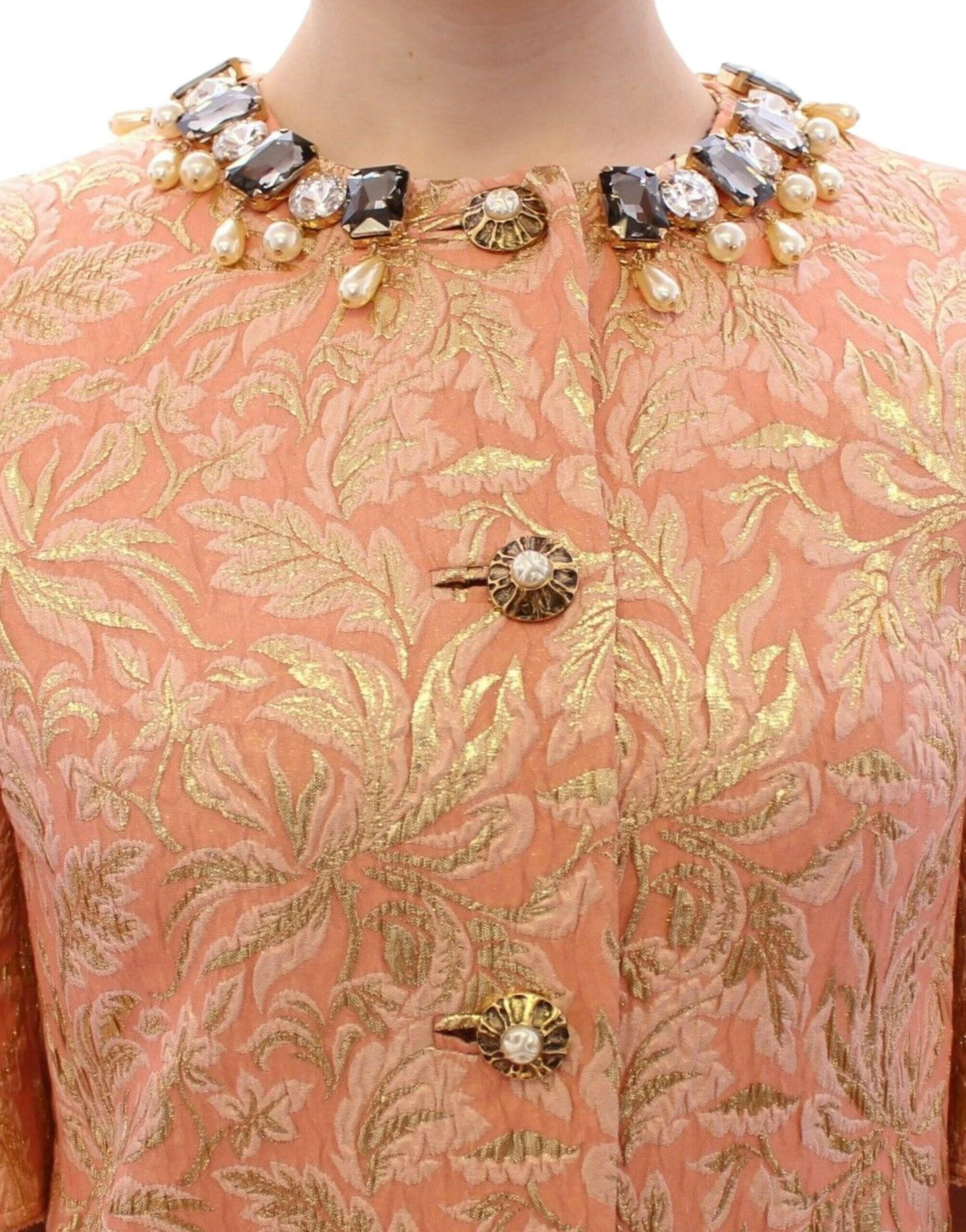 Dolce & Gabbana Pink Silk Brocade Crystal Jacket Coat -   -  Dolce & Gabbana.