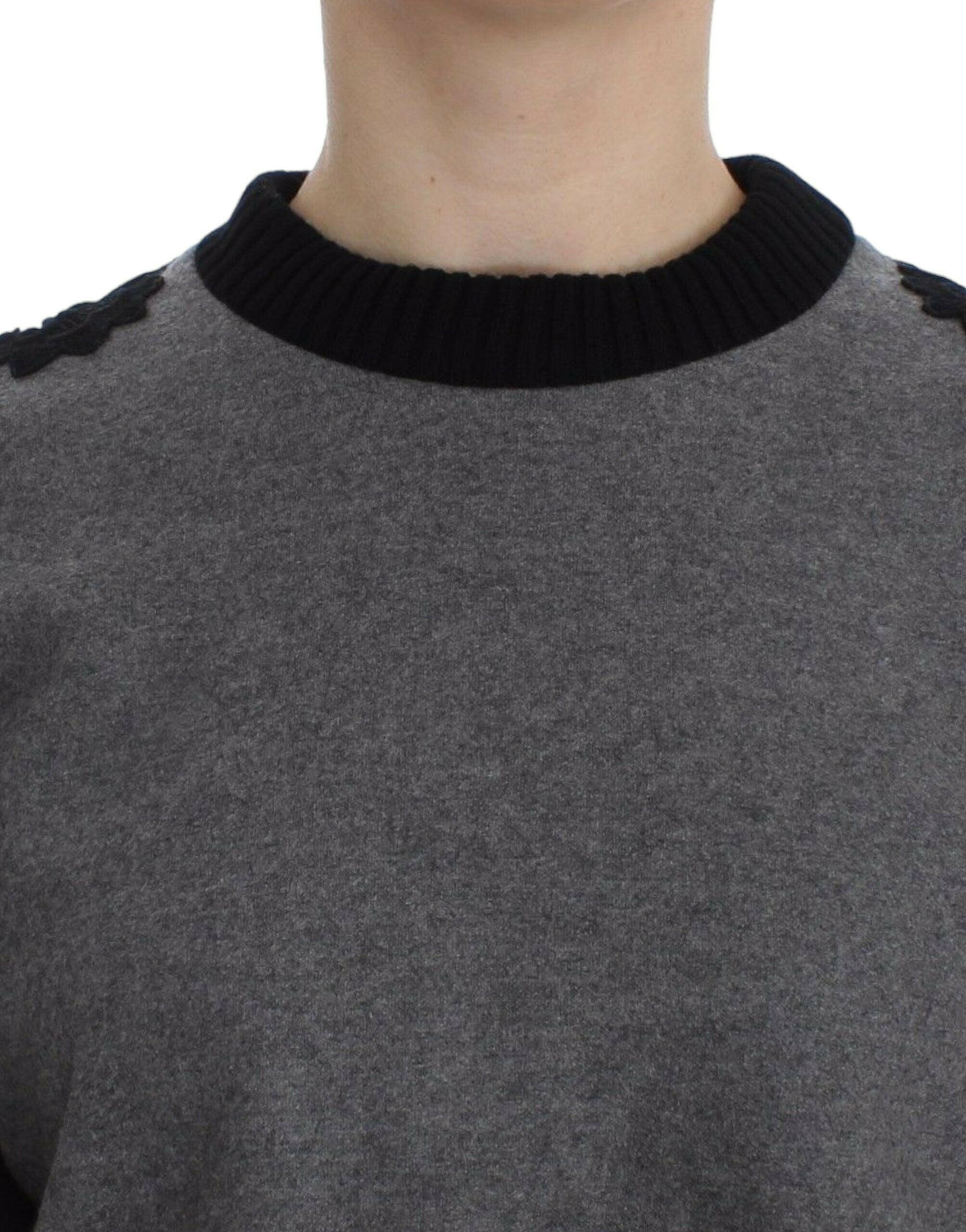 Dolce & Gabbana Gray Black Lace Wool Cashmere Sweater -   -  Dolce & Gabbana.