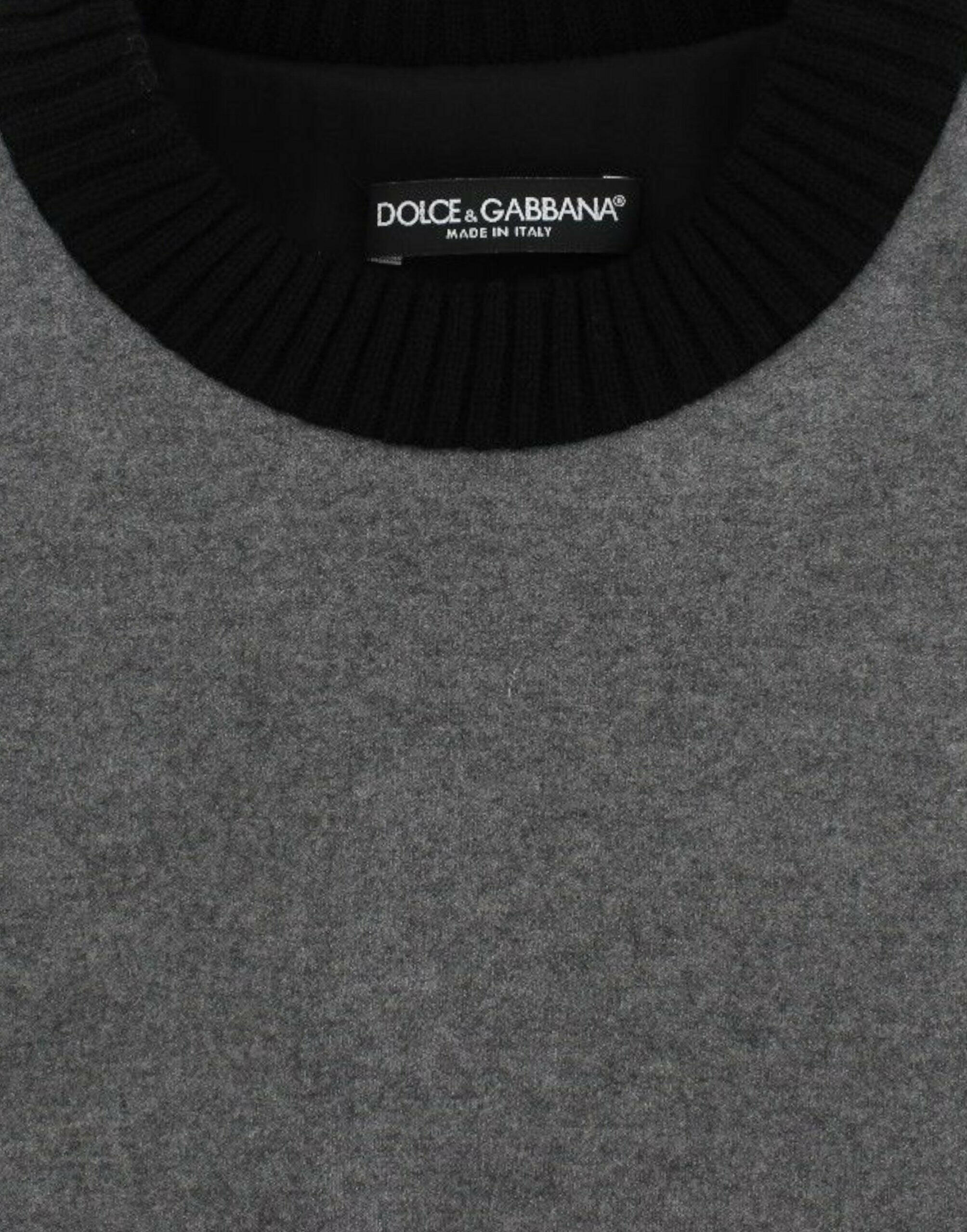 Dolce & Gabbana Gray Black Lace Wool Cashmere Sweater -   -  Dolce & Gabbana.