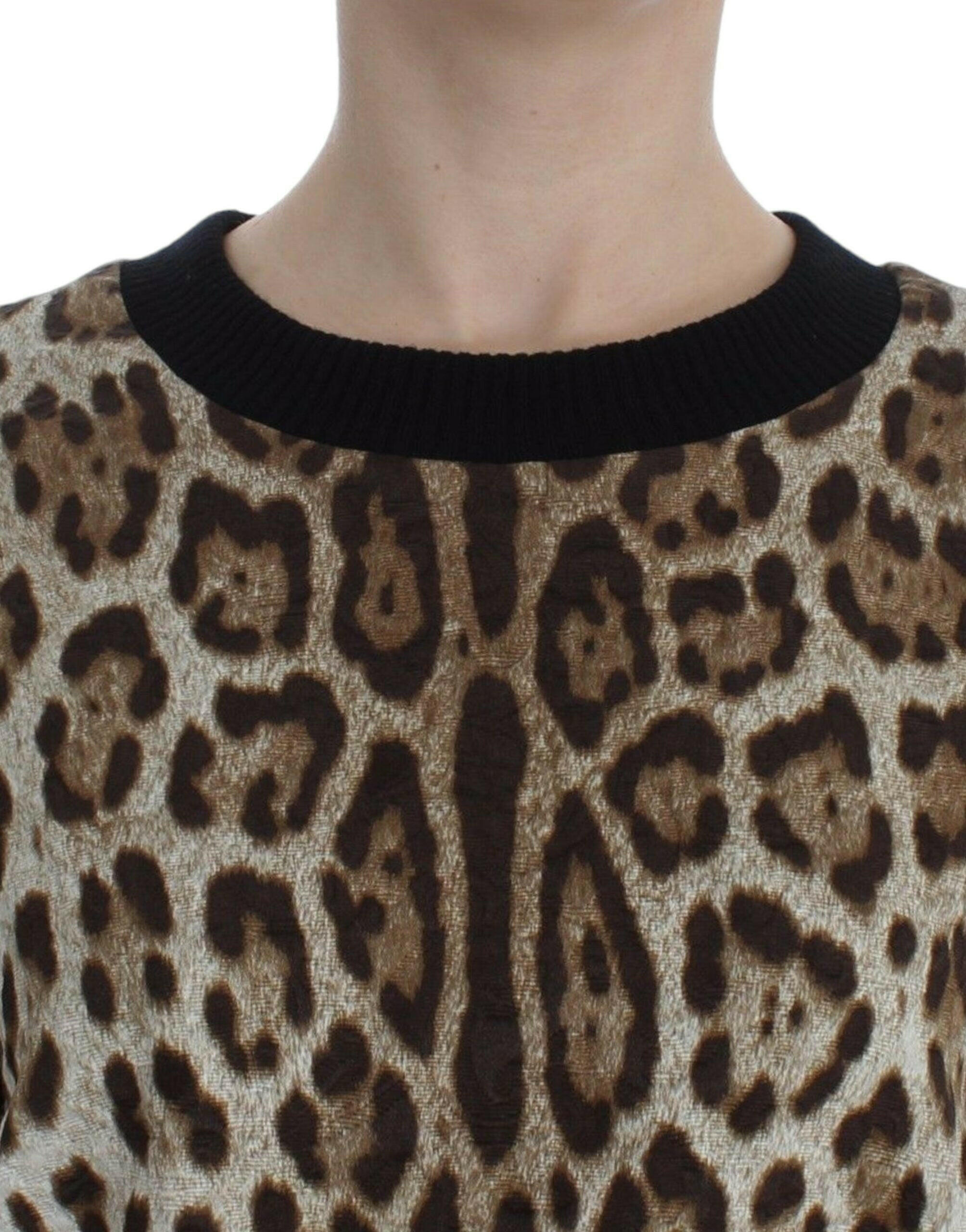 Dolce & Gabbana Leopard Print Crewneck Short Sweater -   -  Dolce & Gabbana.