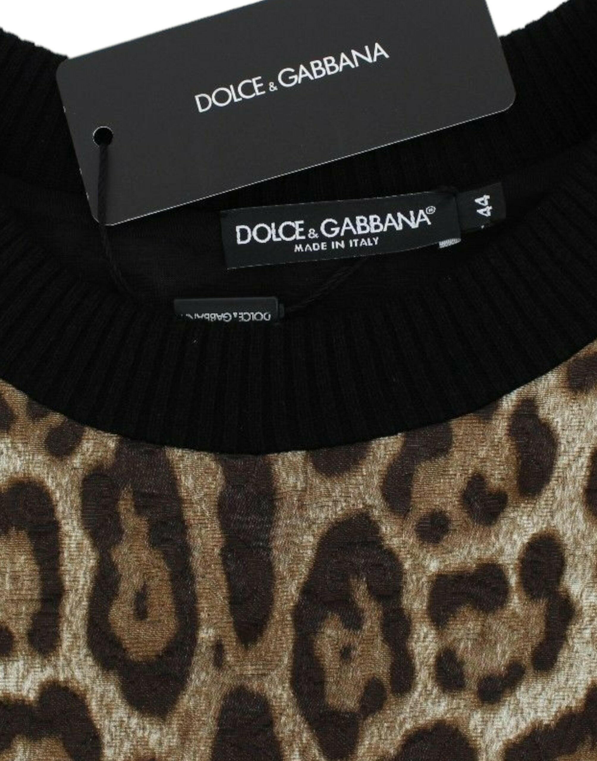 Dolce & Gabbana Leopard Print Crewneck Short Sweater -   -  Dolce & Gabbana.