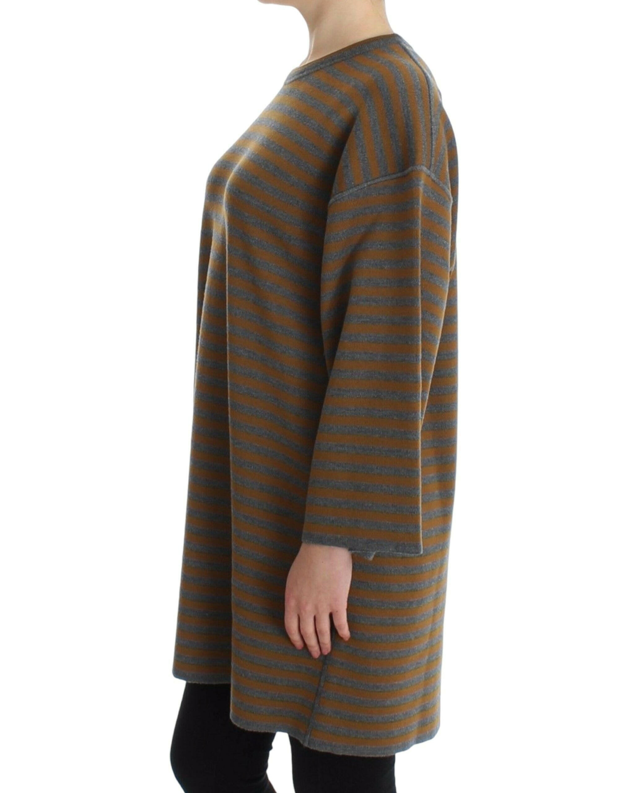 Dolce & Gabbana Oversized Gray Yellow Striped Sweater Top -   -  Dolce & Gabbana.