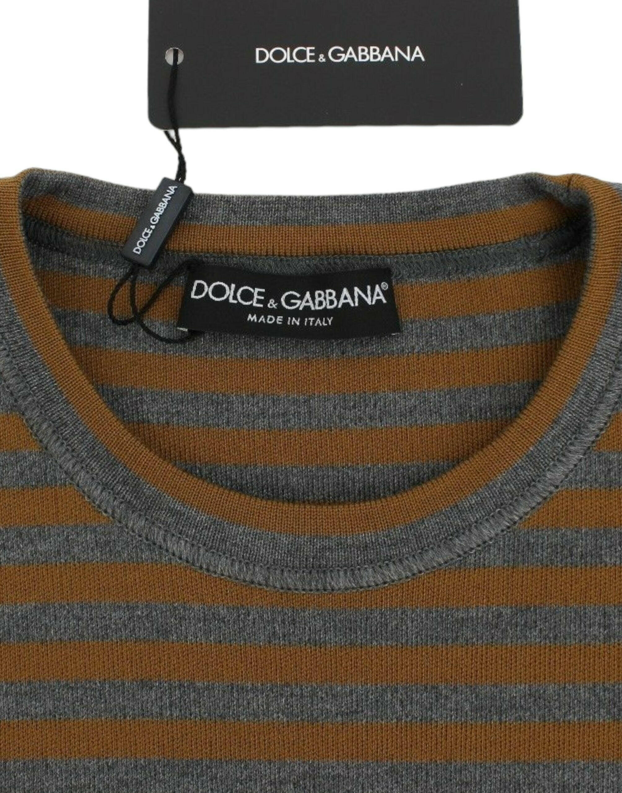 Dolce & Gabbana Oversized Gray Yellow Striped Sweater Top -   -  Dolce & Gabbana.