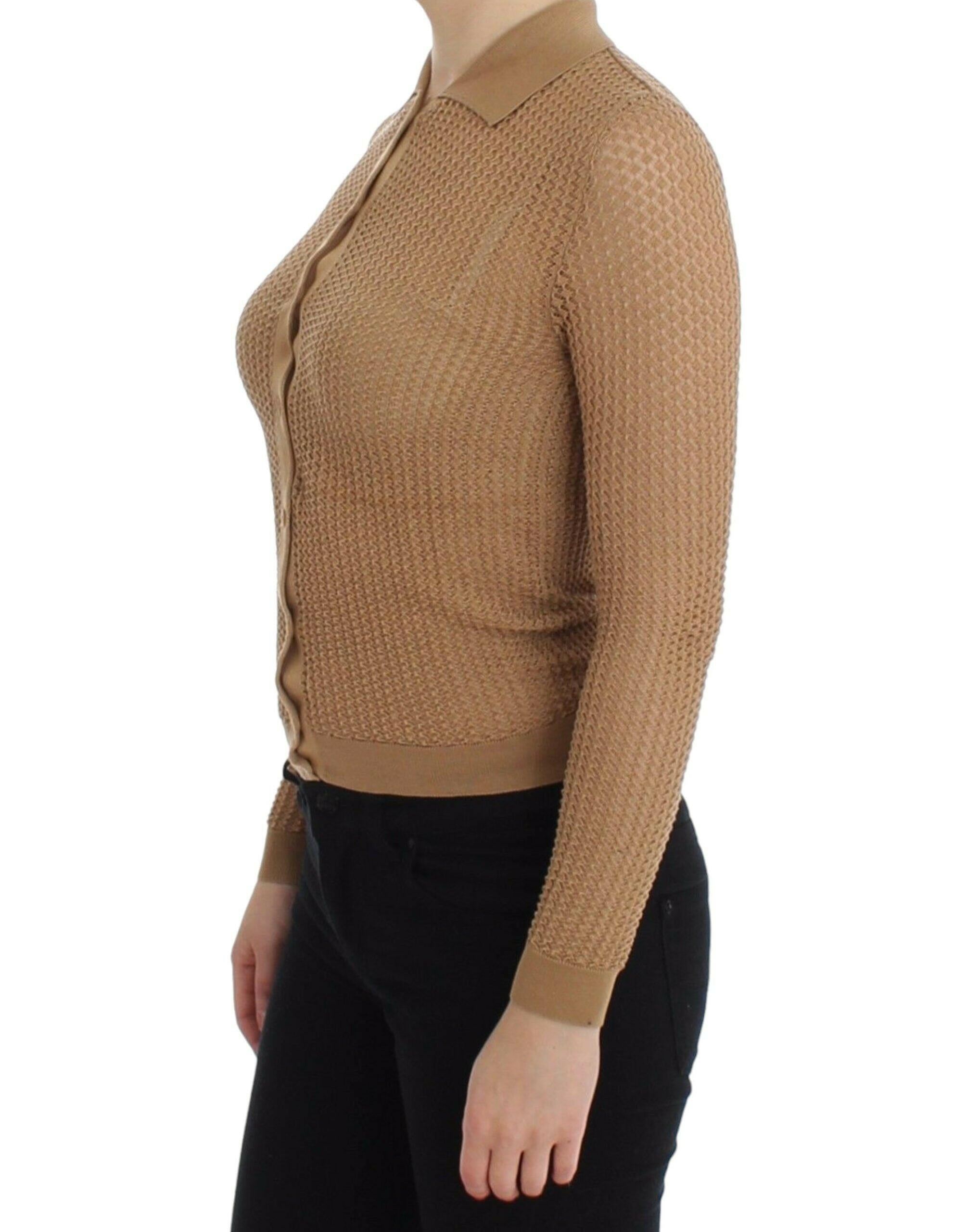 Dolce & Gabbana Beige Knitted Cotton Polo Cardigan Sweater -   -  Dolce & Gabbana.
