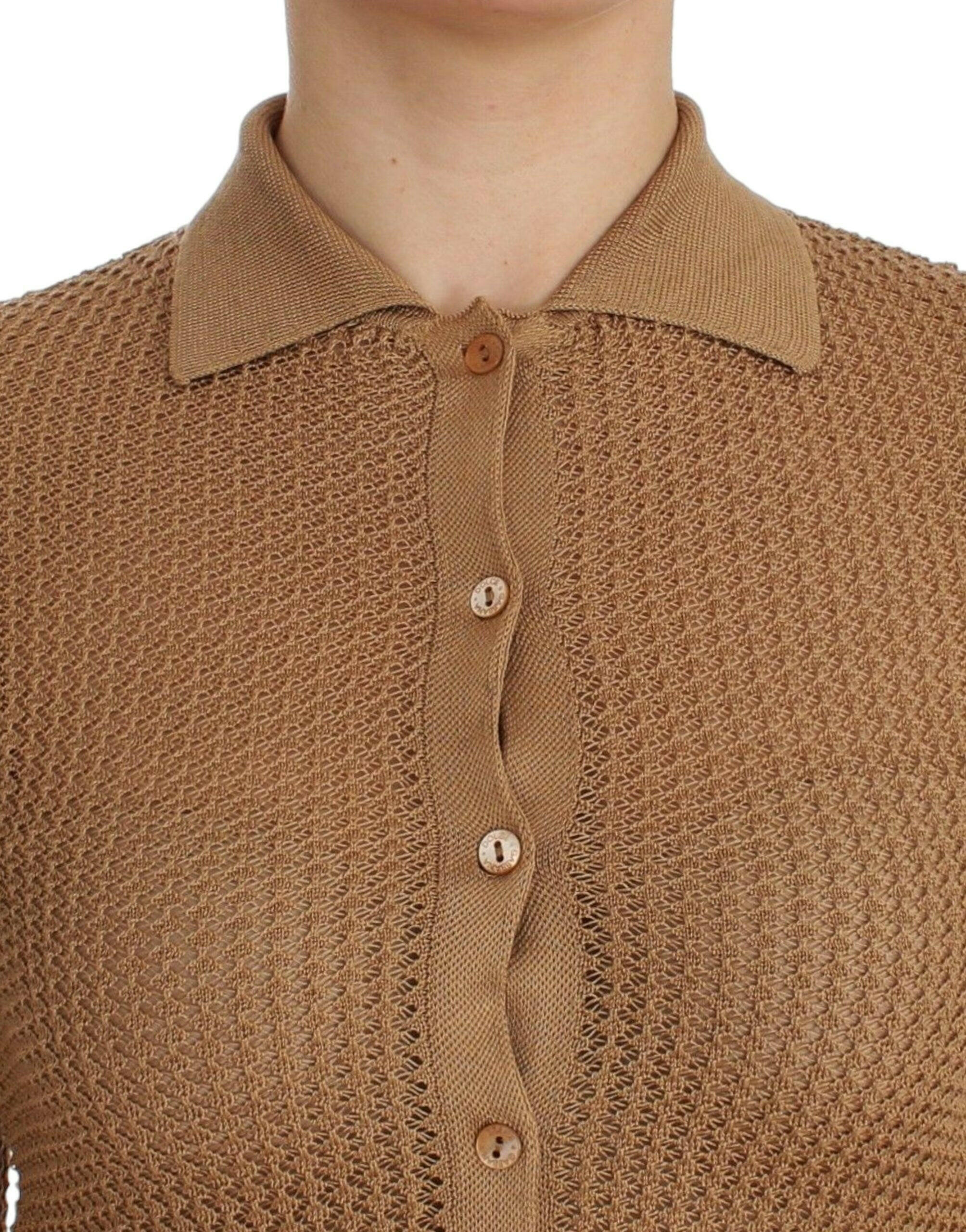 Dolce & Gabbana Beige Knitted Cotton Polo Cardigan Sweater -   -  Dolce & Gabbana.