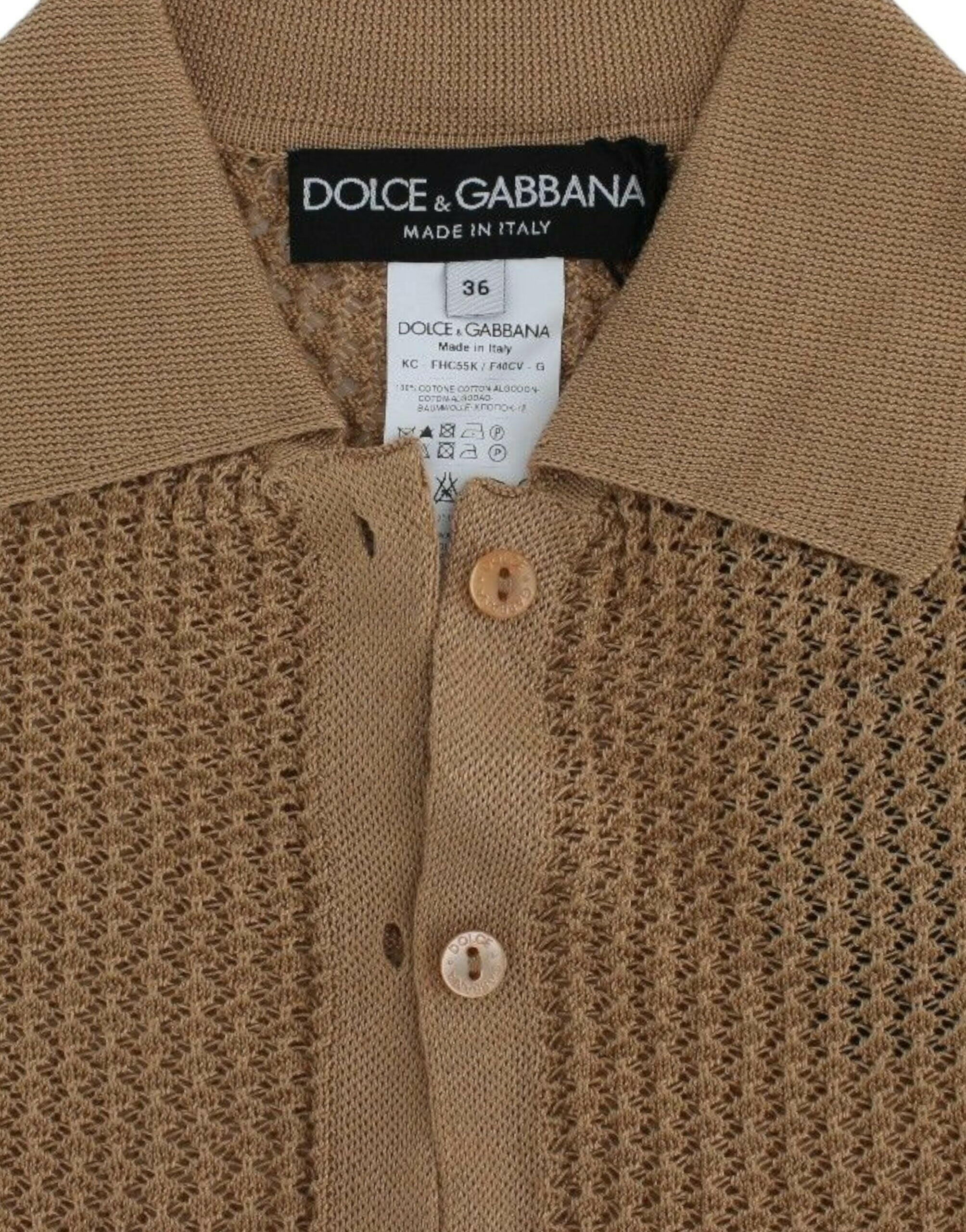 Dolce & Gabbana Beige Knitted Cotton Polo Cardigan Sweater -   -  Dolce & Gabbana.