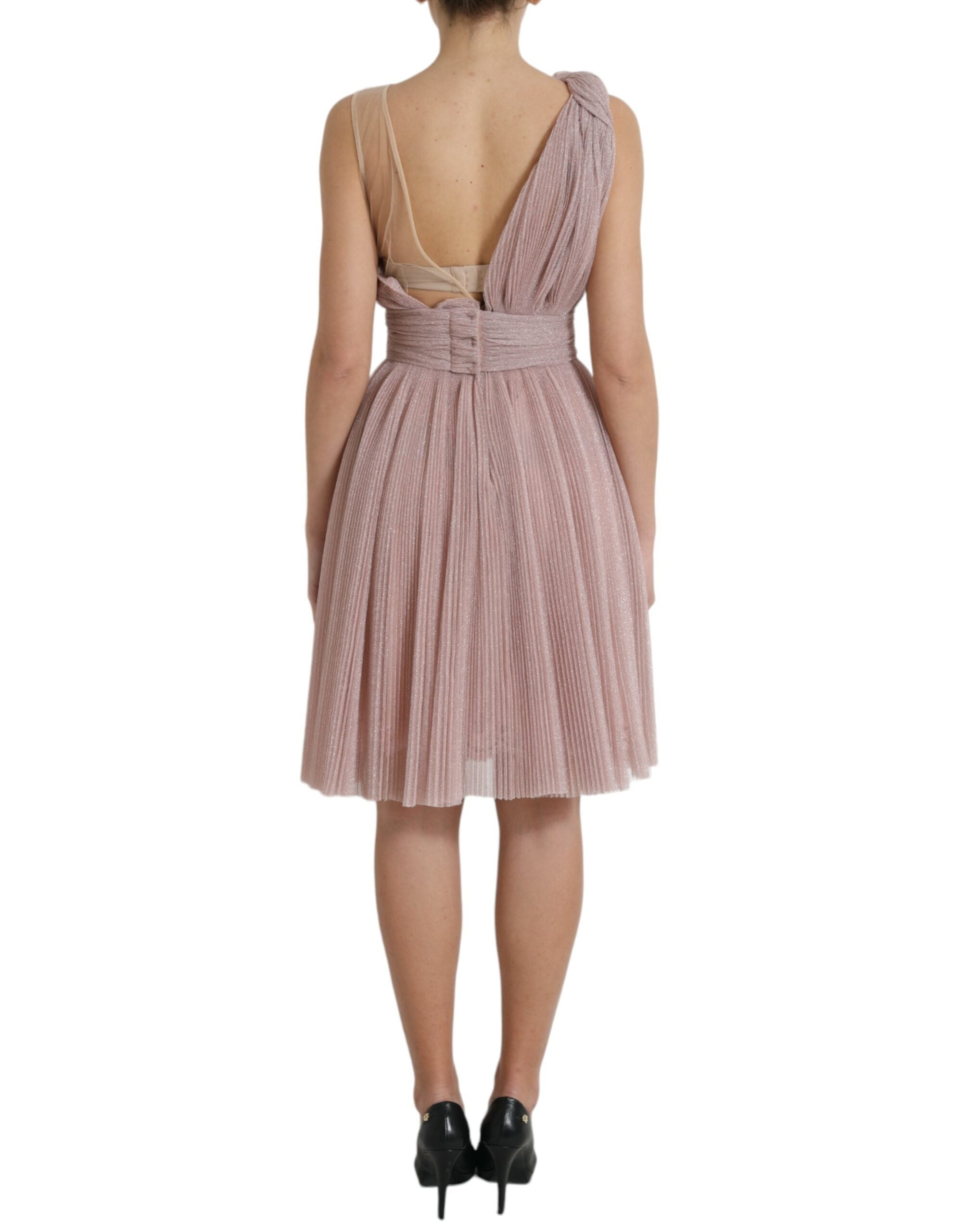 Dolce & Gabbana Pink One Shoulder Pleated Lame Tulle Dress -   -  Dolce & Gabbana.