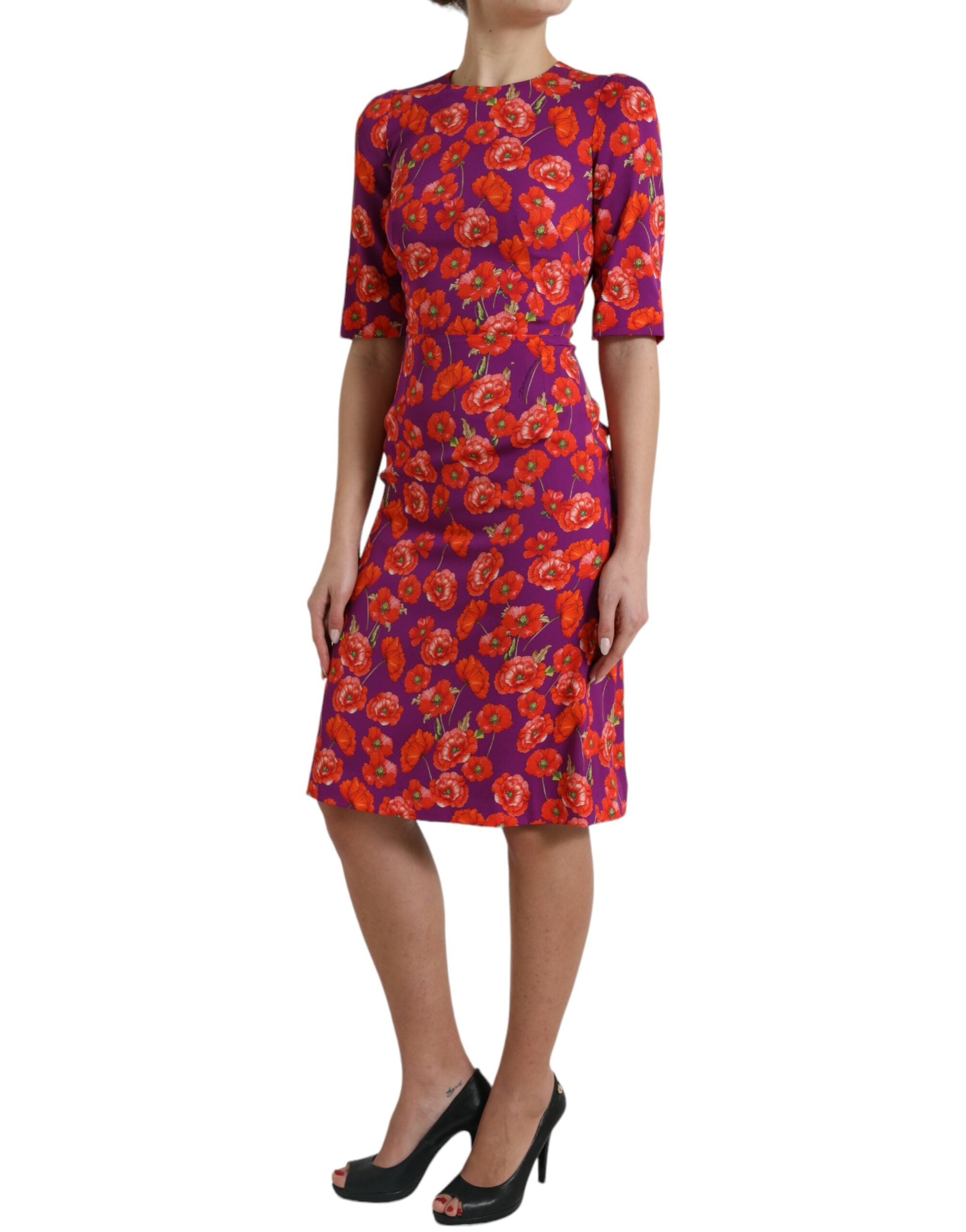 Dolce & Gabbana Multicolor Floral Poppy Print Sheath Dress -   -  Dolce & Gabbana.