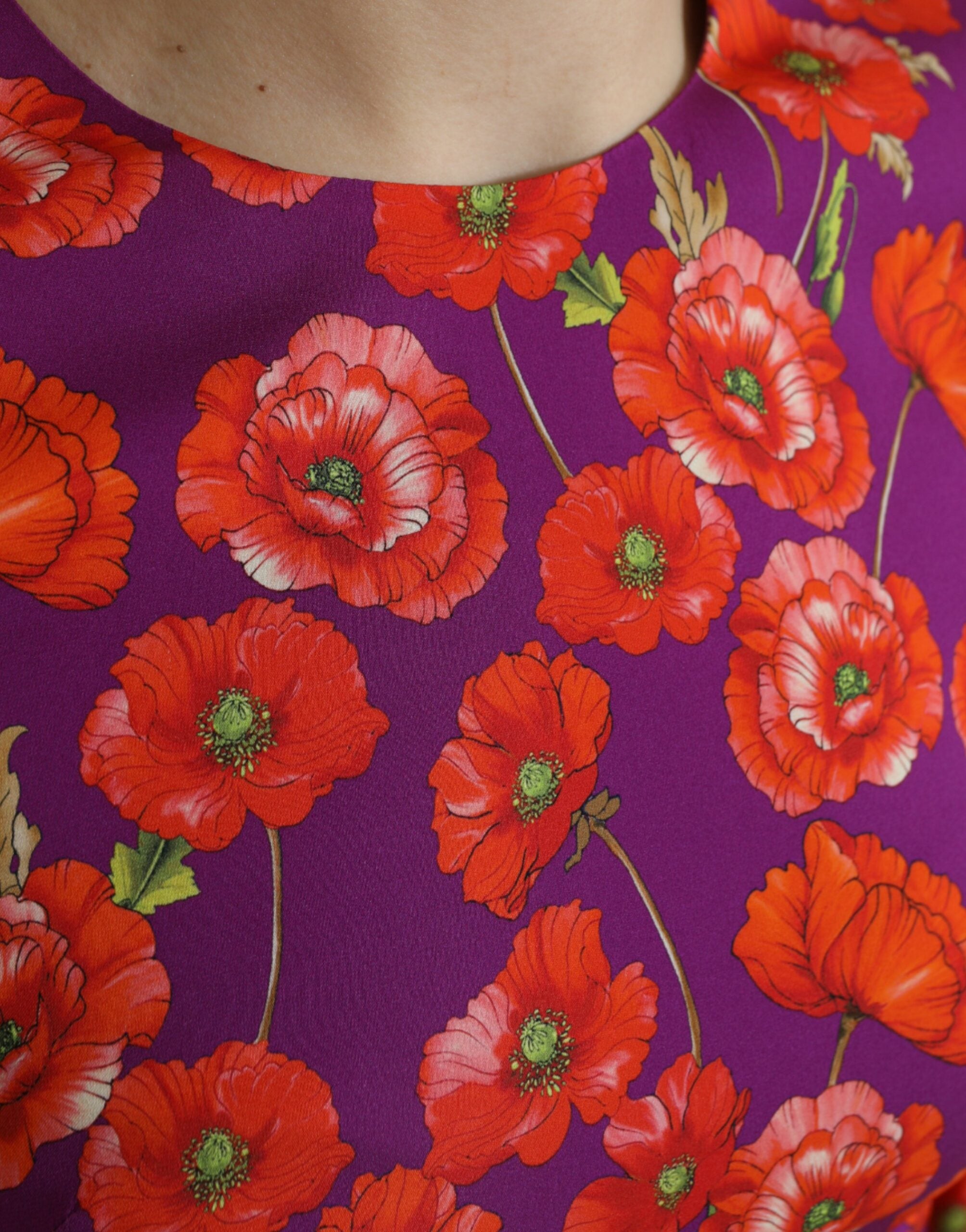 Dolce & Gabbana Multicolor Floral Poppy Print Sheath Dress -   -  Dolce & Gabbana.